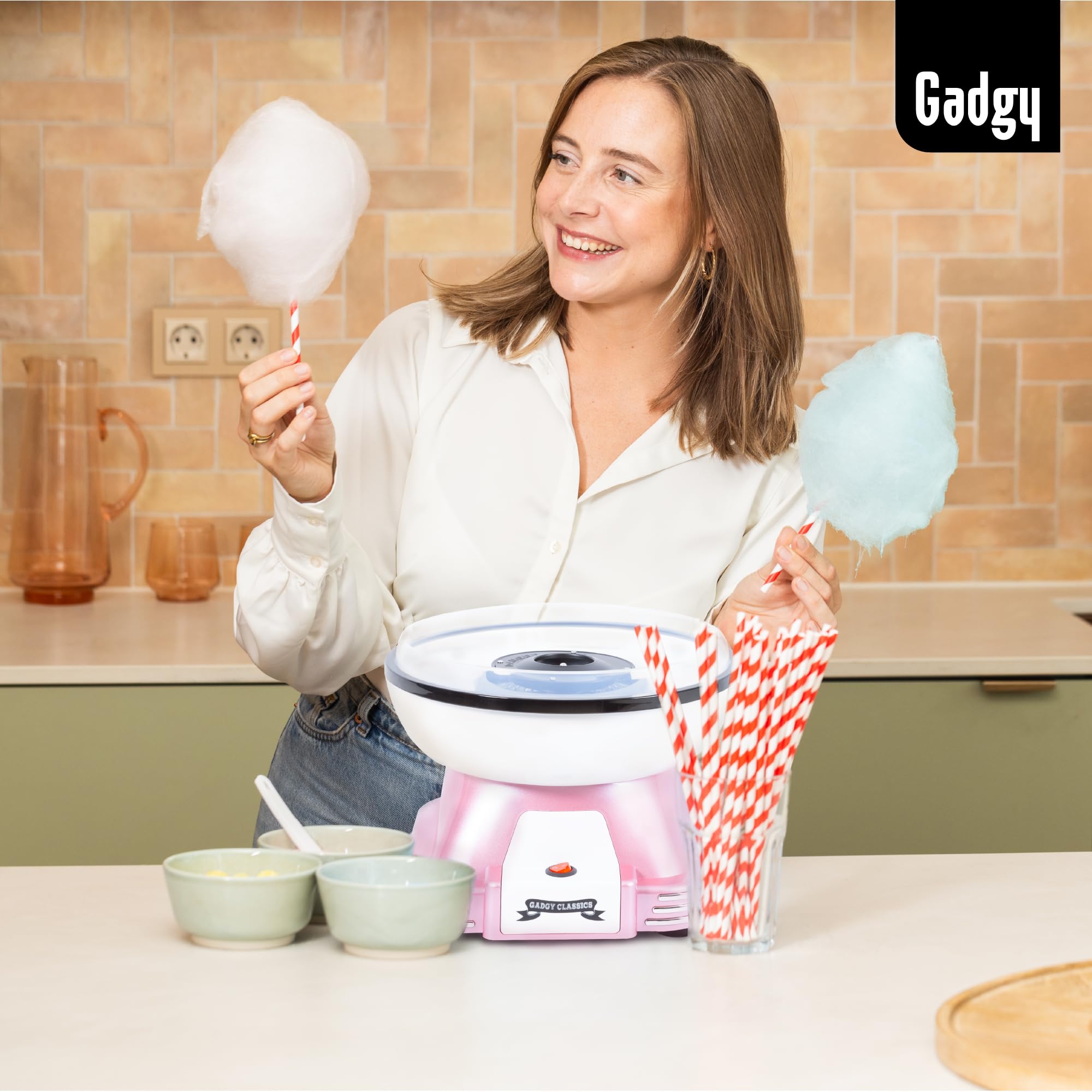 Zuckerwattemaschine für zuhause - Zuckerwatte Maschine für Zucker oder Bonbons - Cotton Candy Machine - Zuckerwatte für Kinderfest, Geburtstag und Party - Rosa