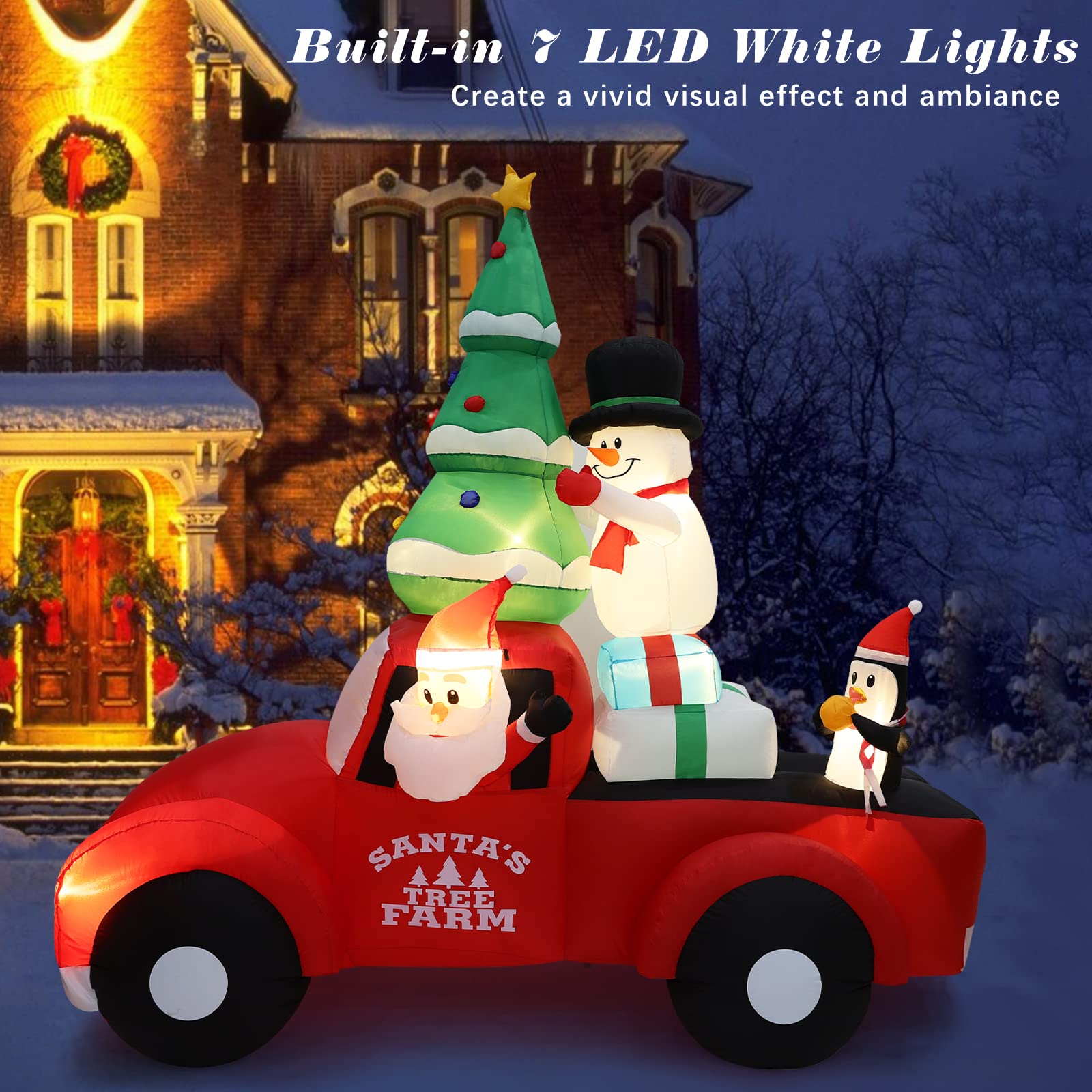 Aufblasbare Weihnachtsdeko, Riesiger Weihnachtsbaum Bogen mit 8 LED Leuchten, Wasserfest Beleuchtet Aufblasbar Weihnachtsdeko Aussen für Hof Garten Feiertag Weihnachtsdekoration