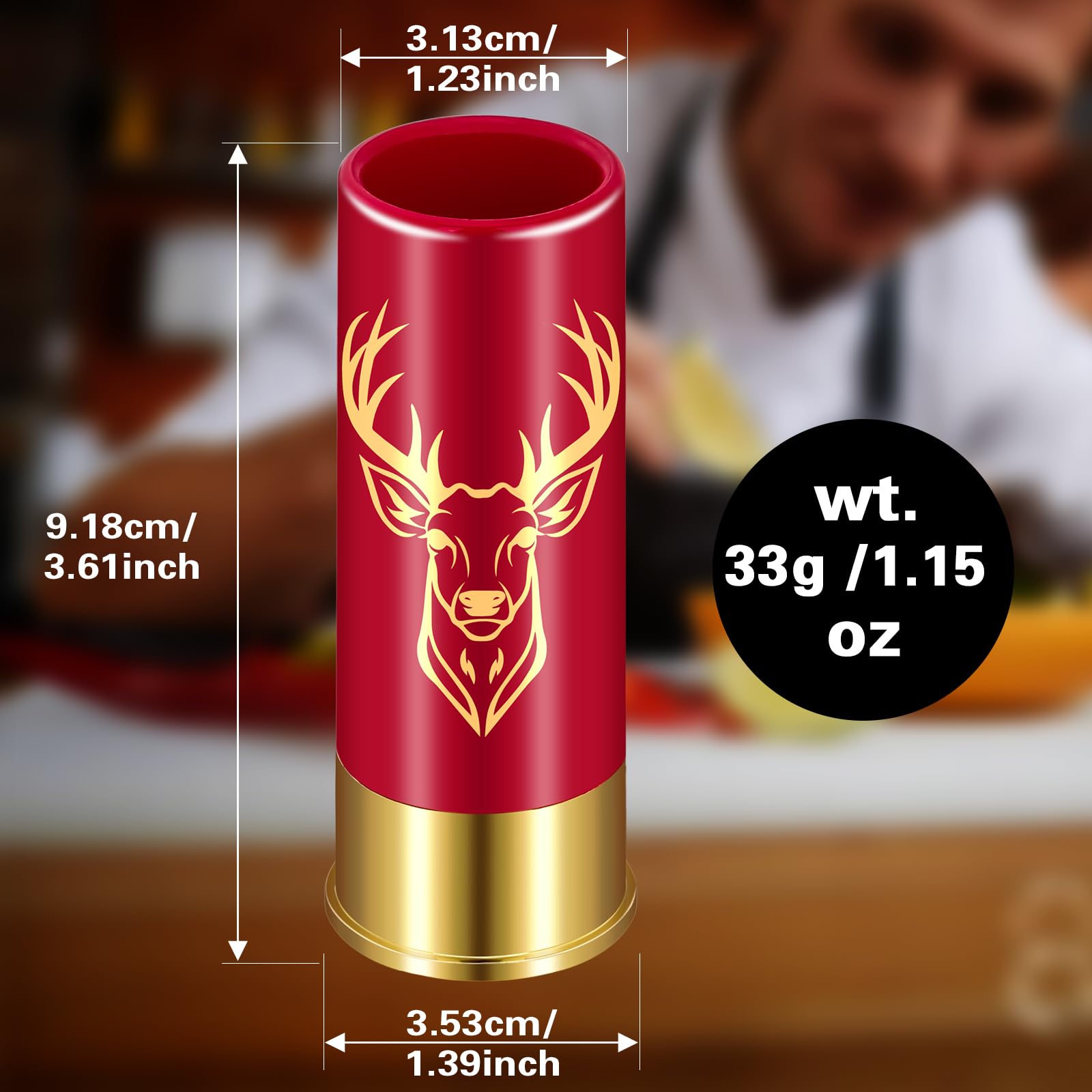 Schnapsgläser mit Hirschkopf, Grosspackung mit Geschenkbox, für Männer und Frauen, Hochzeitsfeier, Vatertag, Geschenke für Jäger, 12 GA Hirschjagd, Kleine Schnapsbecher, 45 ml, Plastik, Schwarz