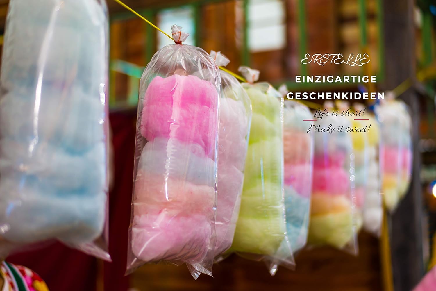Party Set 6 x 230 g Zuckerwatte für Candy Floss Maschine enthält 100 Candy Floss Sticks