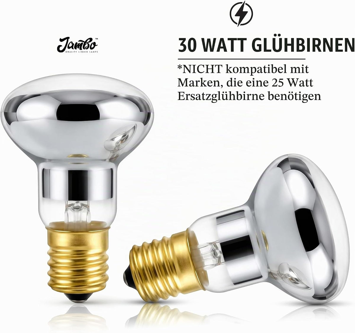 Jambo Flüssigkeitslampen Ersatzbirnen – 2er-Pack 30-Watt-G9-Birnen, Ersatzlampe für 16" Flüssigkeits-Bewegungslampen