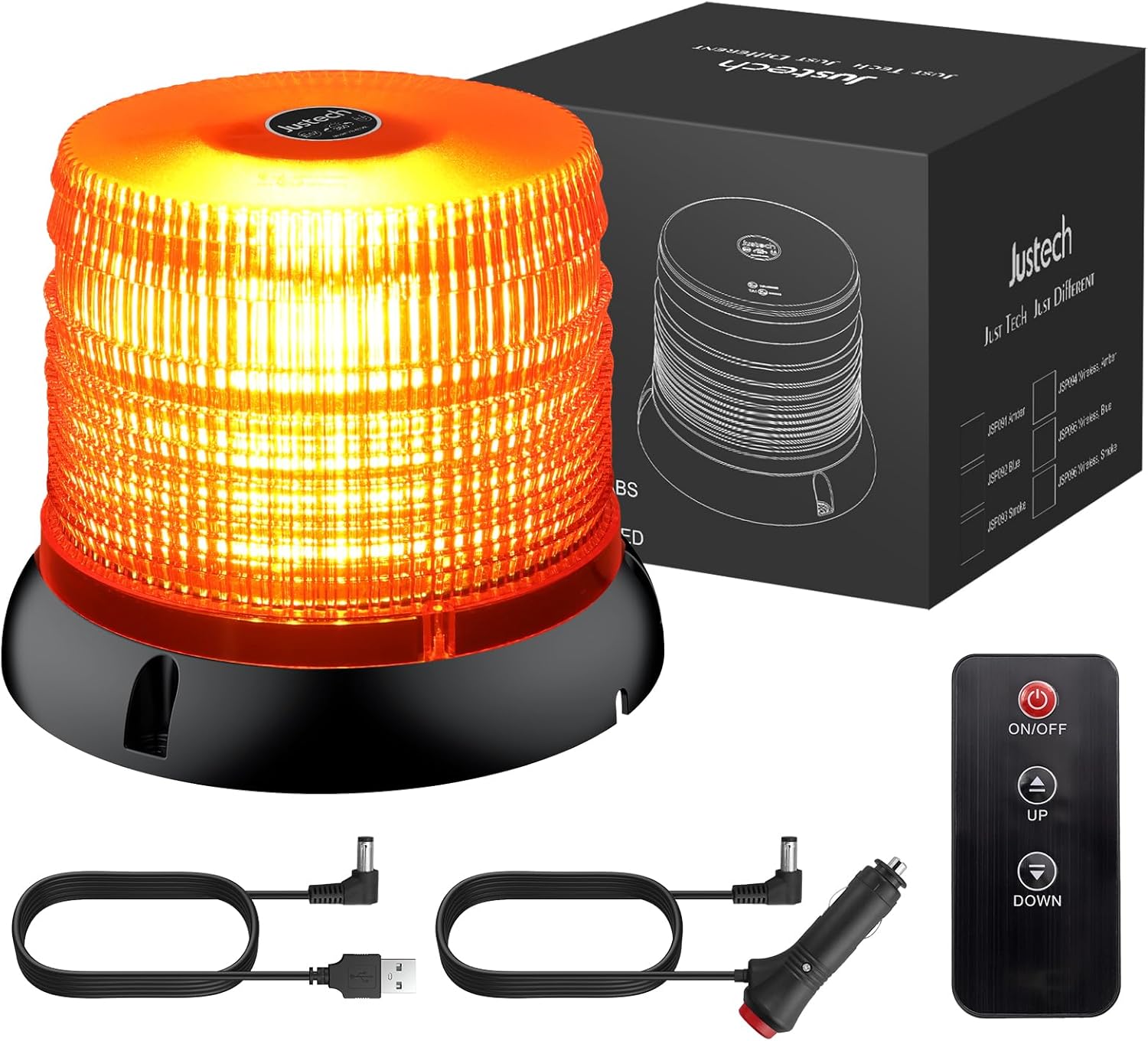 Warnleuchte Rundumleuchte 360° Gelb Blitzleuchte 7 modus mit 5m Netzkabel Doppelter Schraube 12V / 24V Warnlicht mit Magnetfuß Notfallblinklampe Magnet Transparent für Auto LKW usw