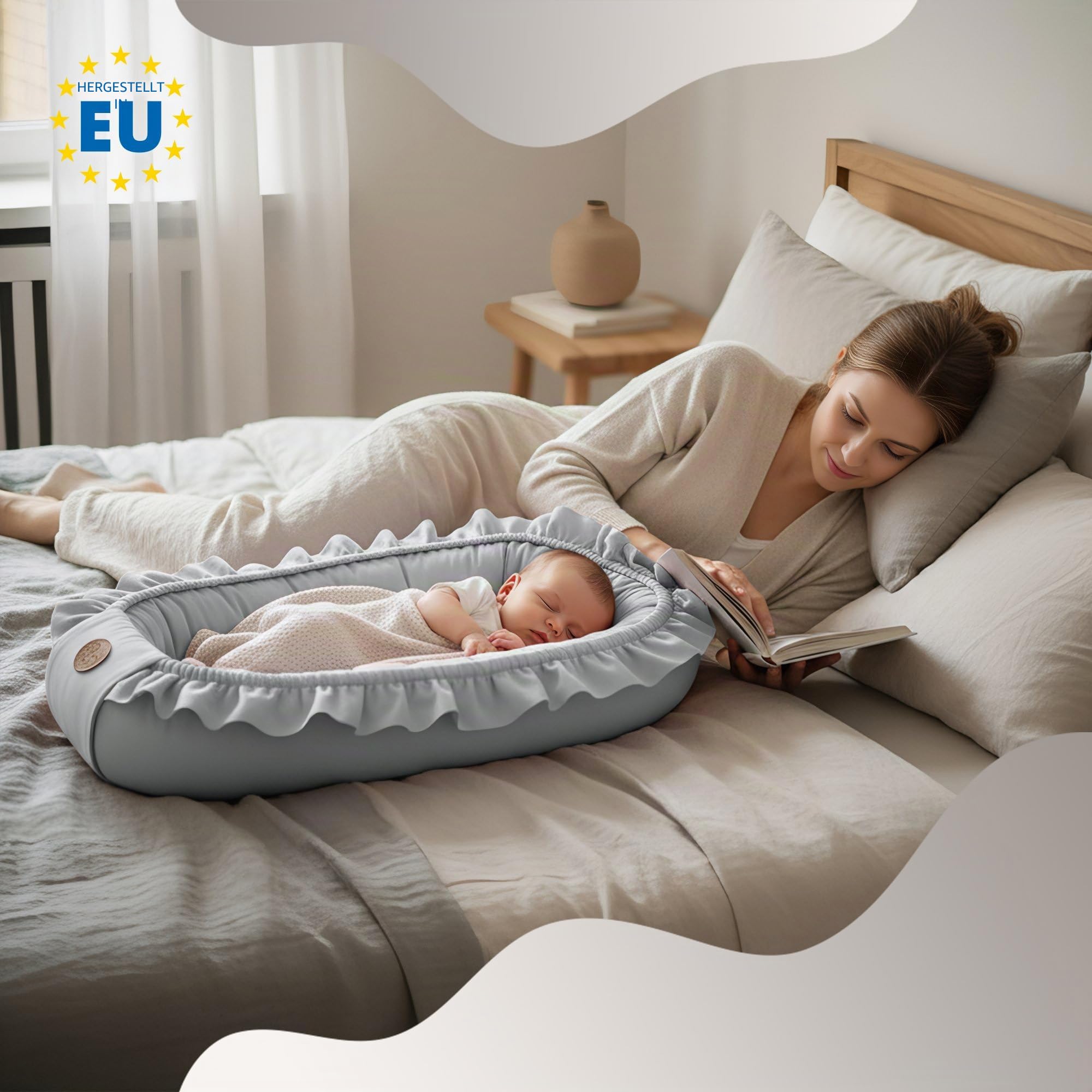 Babynest Babynestchen Neugeborene 90 x 50 cm baby nestchen tragbar nest fĂŒr bett kinder kuschelnest coccon fĂŒr Jungen und MĂ€dchen