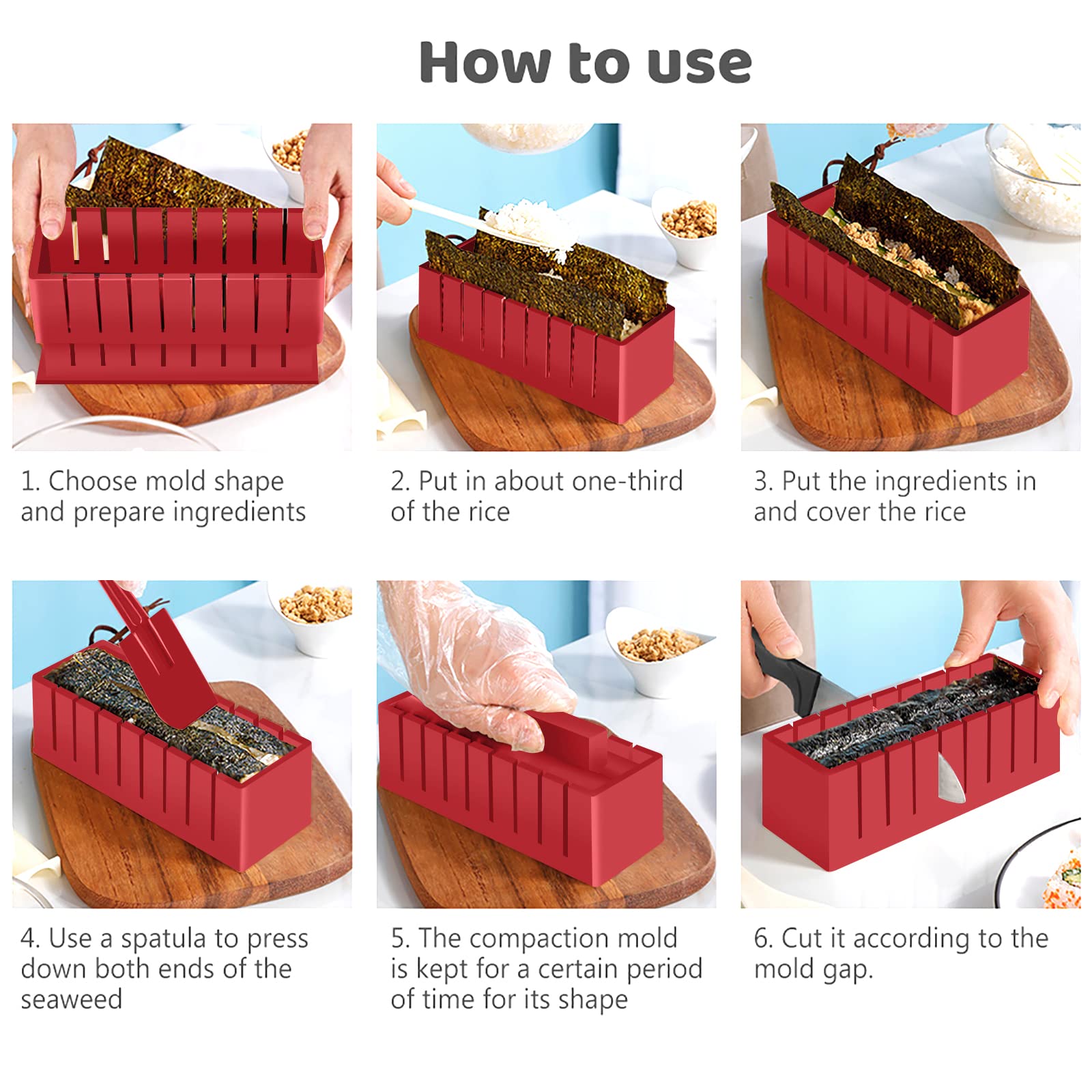 Sushi Set, 20-teiliges Kit für Anfänger, um sich selbst Sushi zu machen, Sushi-Platte mit Reisrollenformen, Gabel, Messer, Rollmatte, Sticks