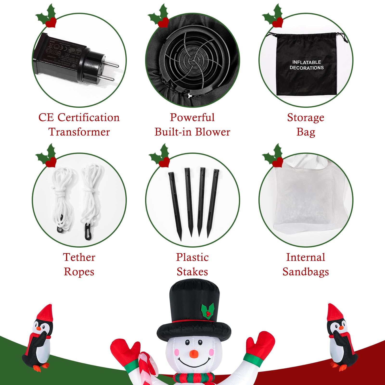 Aufblasbare Weihnachtsdeko, Riesiger Weihnachtsbaum Bogen mit 8 LED Leuchten, Wasserfest Beleuchtet Aufblasbar Weihnachtsdeko Aussen für Hof Garten Feiertag Weihnachtsdekoration