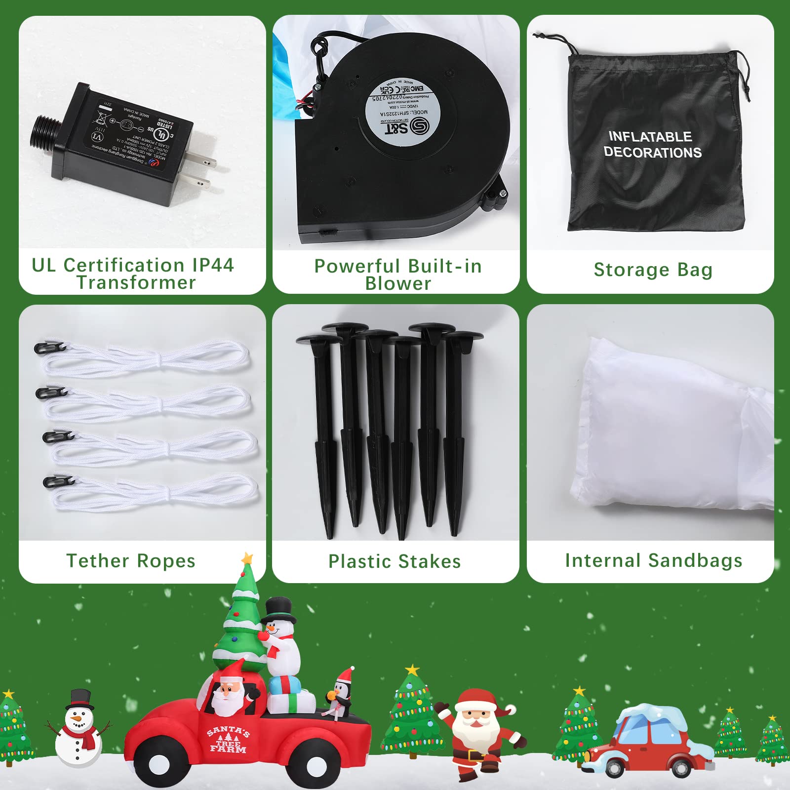 Aufblasbare Weihnachtsdeko, Riesiger Weihnachtsbaum Bogen mit 8 LED Leuchten, Wasserfest Beleuchtet Aufblasbar Weihnachtsdeko Aussen für Hof Garten Feiertag Weihnachtsdekoration