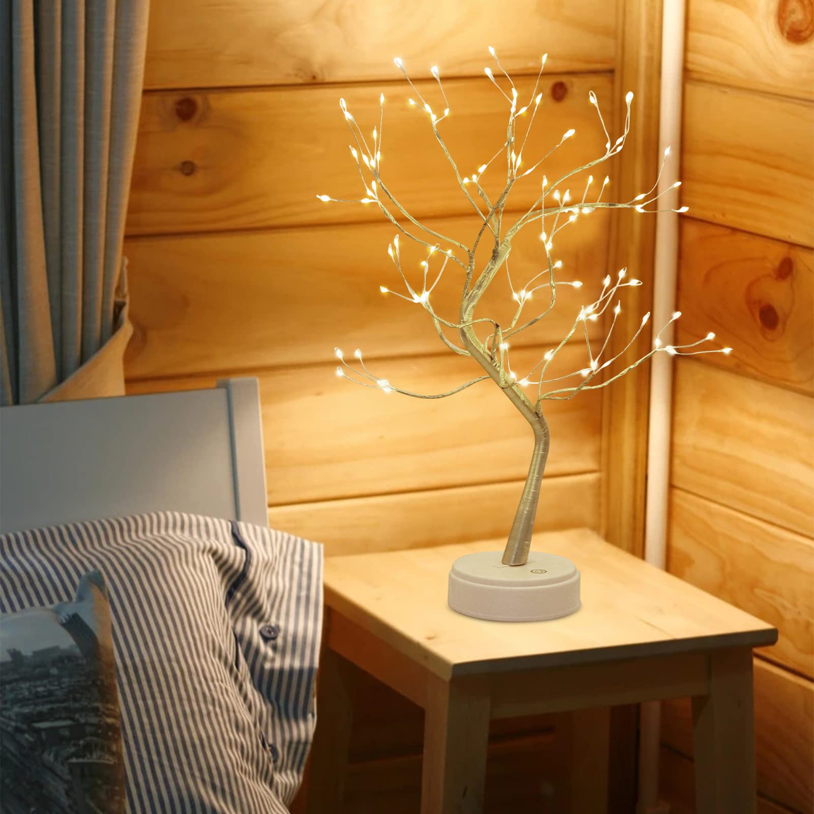LED Baumbeleuchtung, LED-Lichtbaum, Baumlicht, Warmweiß, Verstellbare Äste, Baumlampe, Dekorativer Baum, Beleuchteter Baumbeleuchtung, Innendekoration, USB/Batteriebetrieben