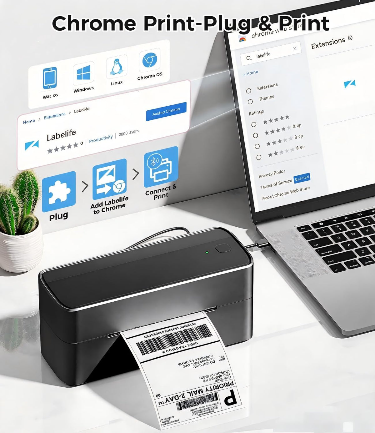 Bluetooth DHL Etikettendrucker, Label Printer - Thermodrucker