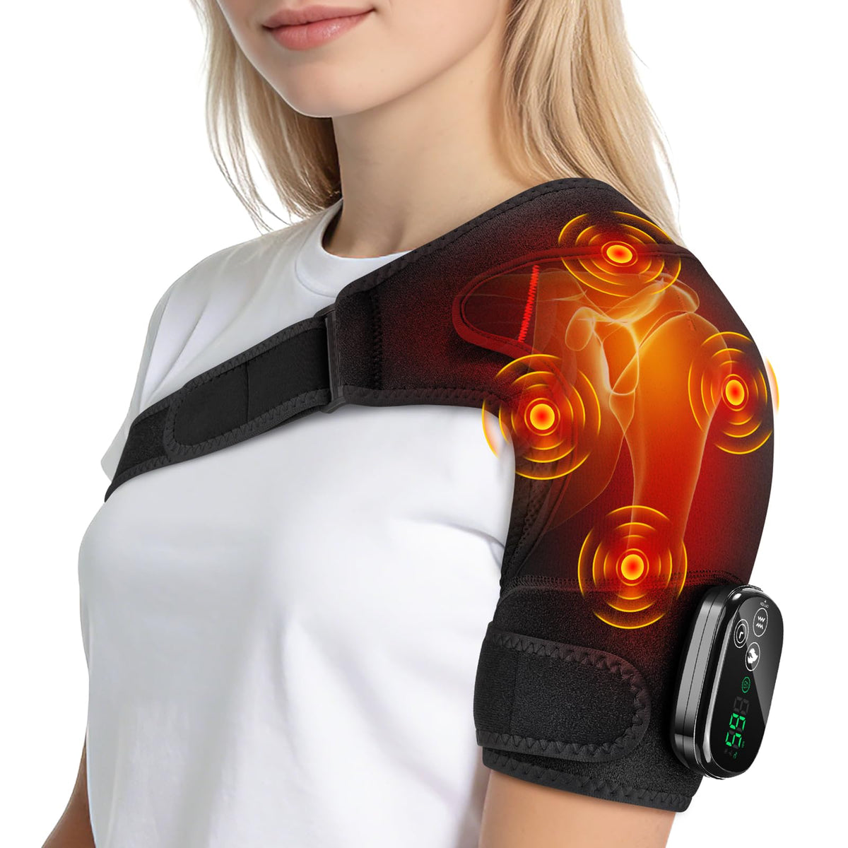 Schulter Massagegerät Kabellos Schulterbandage mit 5 Heizstufen & Vibration
