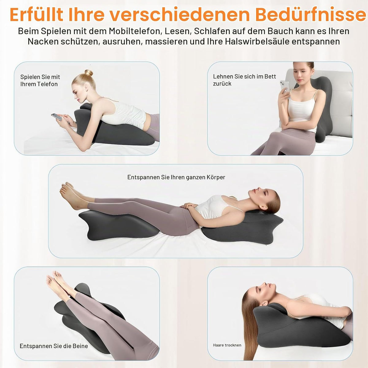 Keilkissen, Lesekissen Entspannungskissen für Bett, Sofa und Boden