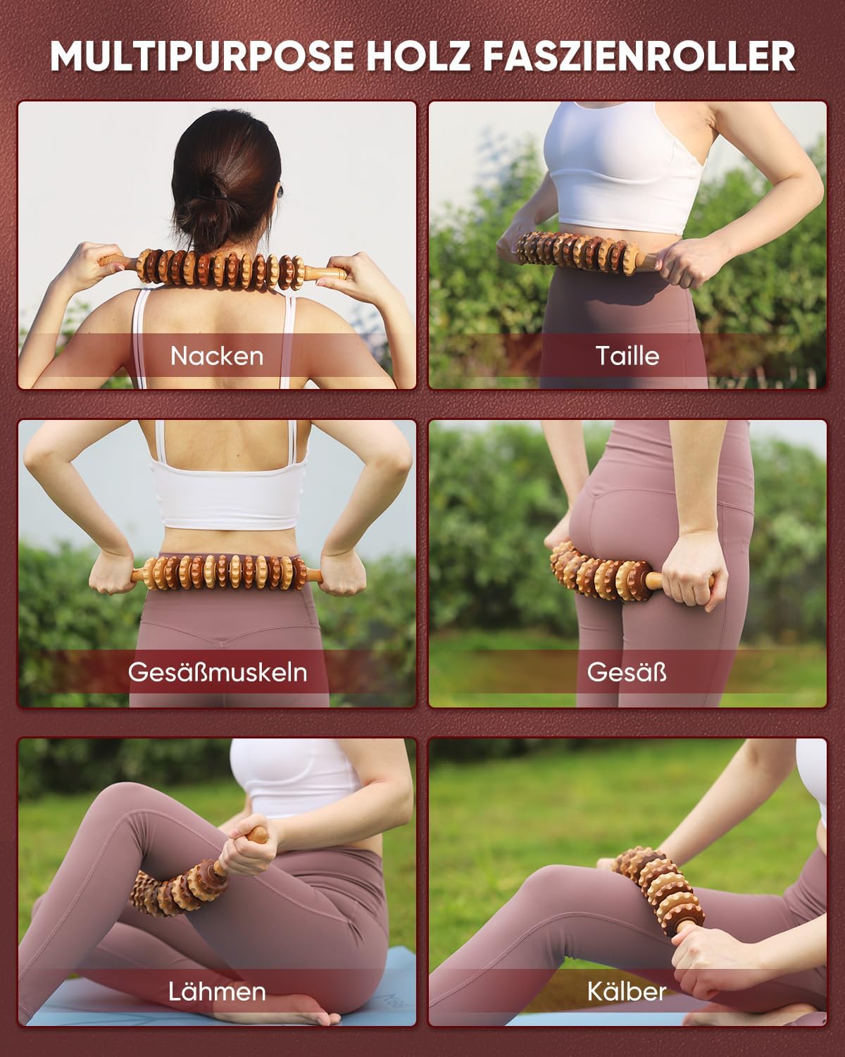 Faszienrolle Holz MassagegerÀt Faszienstab Roller
