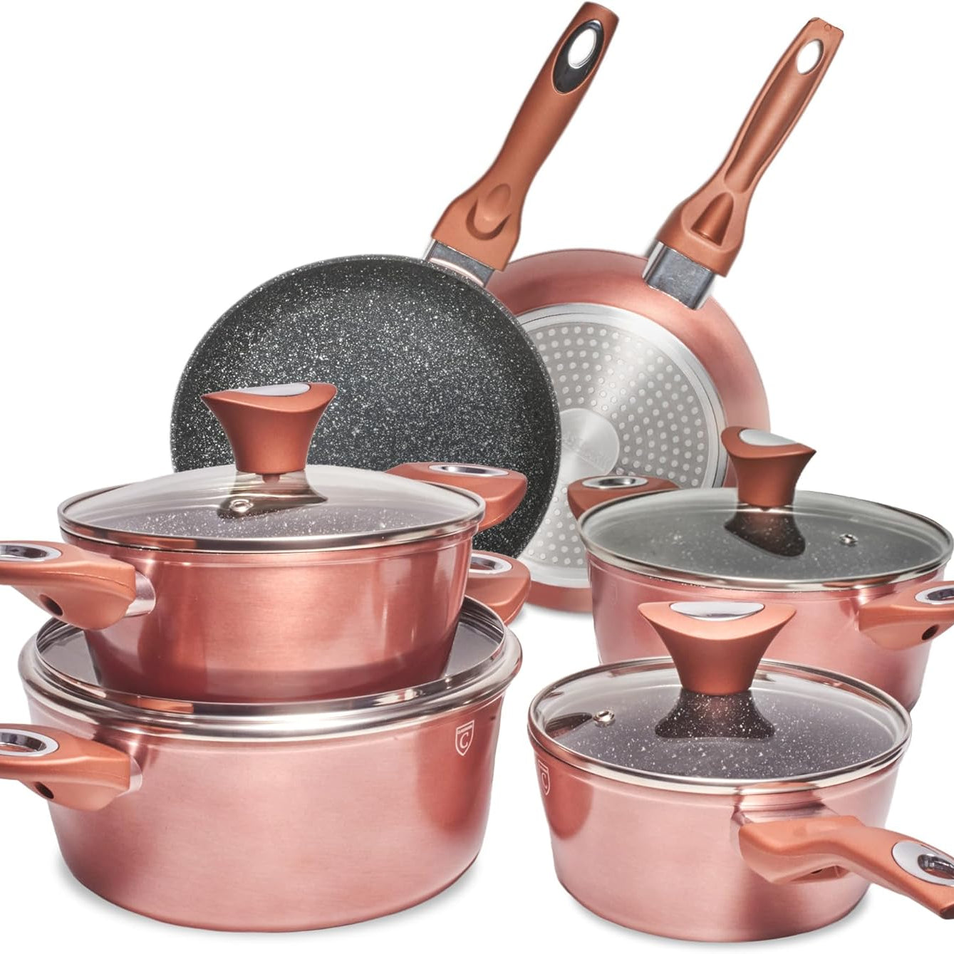 Topfset 15-teilig mit Antihaftbeschichtung - Kochtopf Set mit Deckel - Induktions Töpfe Set - Töpfe & Pfannen Set für Alle Herdarten - Kochgeschirr für Gasherd & Ceranfeld