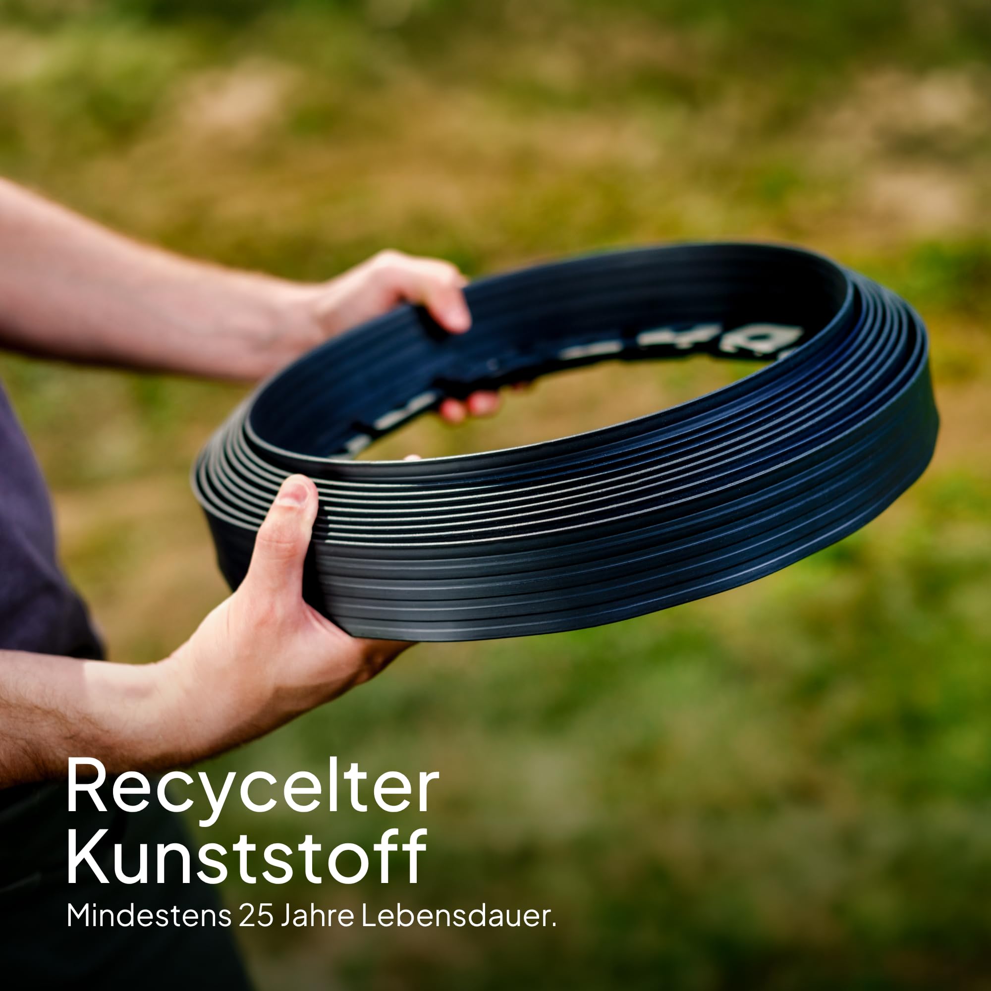 Flexible Rasenkante Kunststoff - Unsichtbare Raseneinfassung aus recyceltem Plastik - Leicht zu verarbeiten
