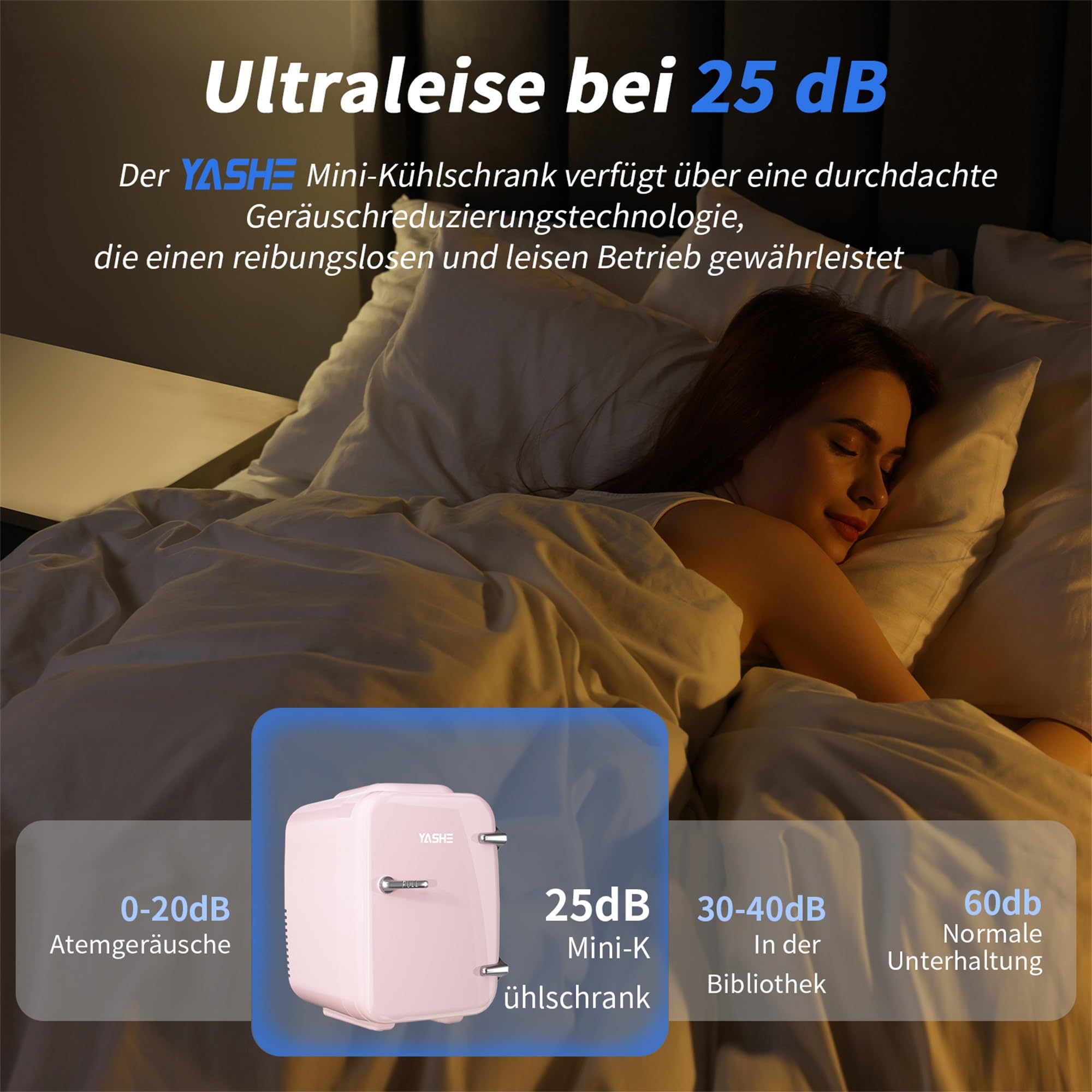 Mini Kühlschrank, 4 Liter Mini-Kühlschränke für Kosmetik, Getränke, 220V AC/ 12V DC Thermoelektrische Kühlung und Erwärmung, Kleiner Kühlschrank für Schlafzimmer, Büro, Wohnheim, Auto