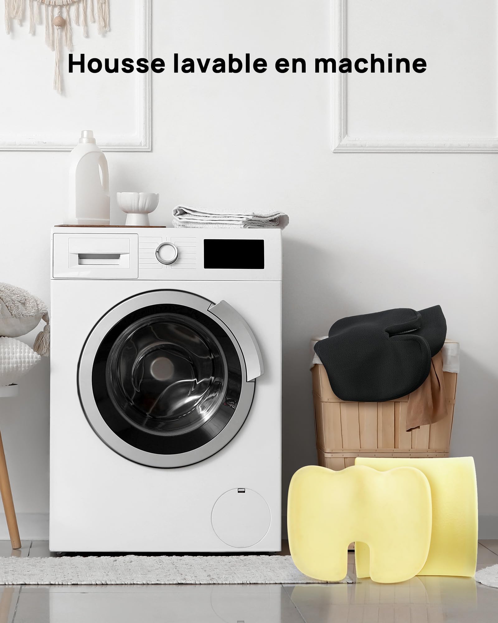 Sitzkissen, Orthopädisches Sitzkissen aus Memory Foam, Ergonomisches Sitzkissen für Bürostuhl /Autositz / Steissbeinkissen Stuhlkissen Sitzkissen Outdoor Zuhause, Schwarz