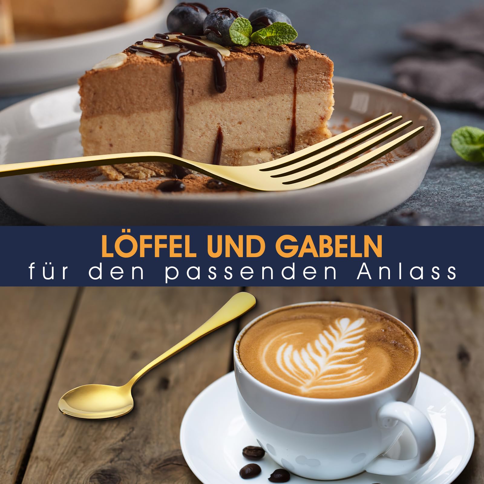 Besteck Set Schwarz für 8 Personen, 48-teiliges Edelstahlbesteckset mit Steakmesser, elegantes Besteck mit Messer, Gabel, Löffel, Besteck für Küche/Restaurant