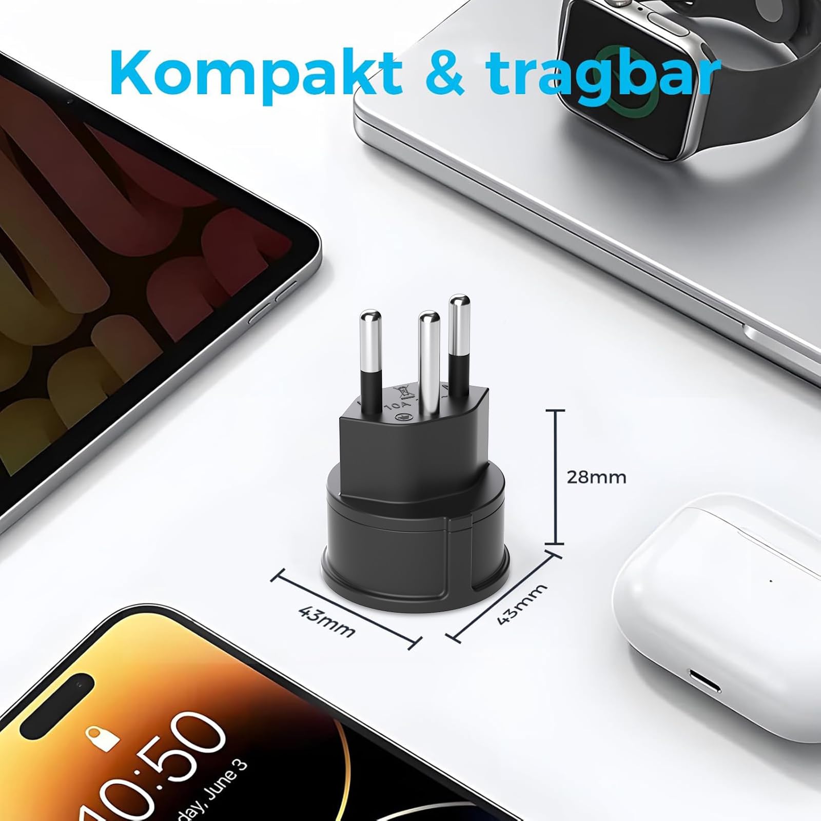 Reiseadapter Schweiz auf EU Adapterstecker, 3 Stück Schweiz auf EU Reisestecker Adapter, Liechtenstein auf EU Adapterstecker 3 poliger Schweizer Stecker auf 2 polige DE Buchse Schweizer Steckdose