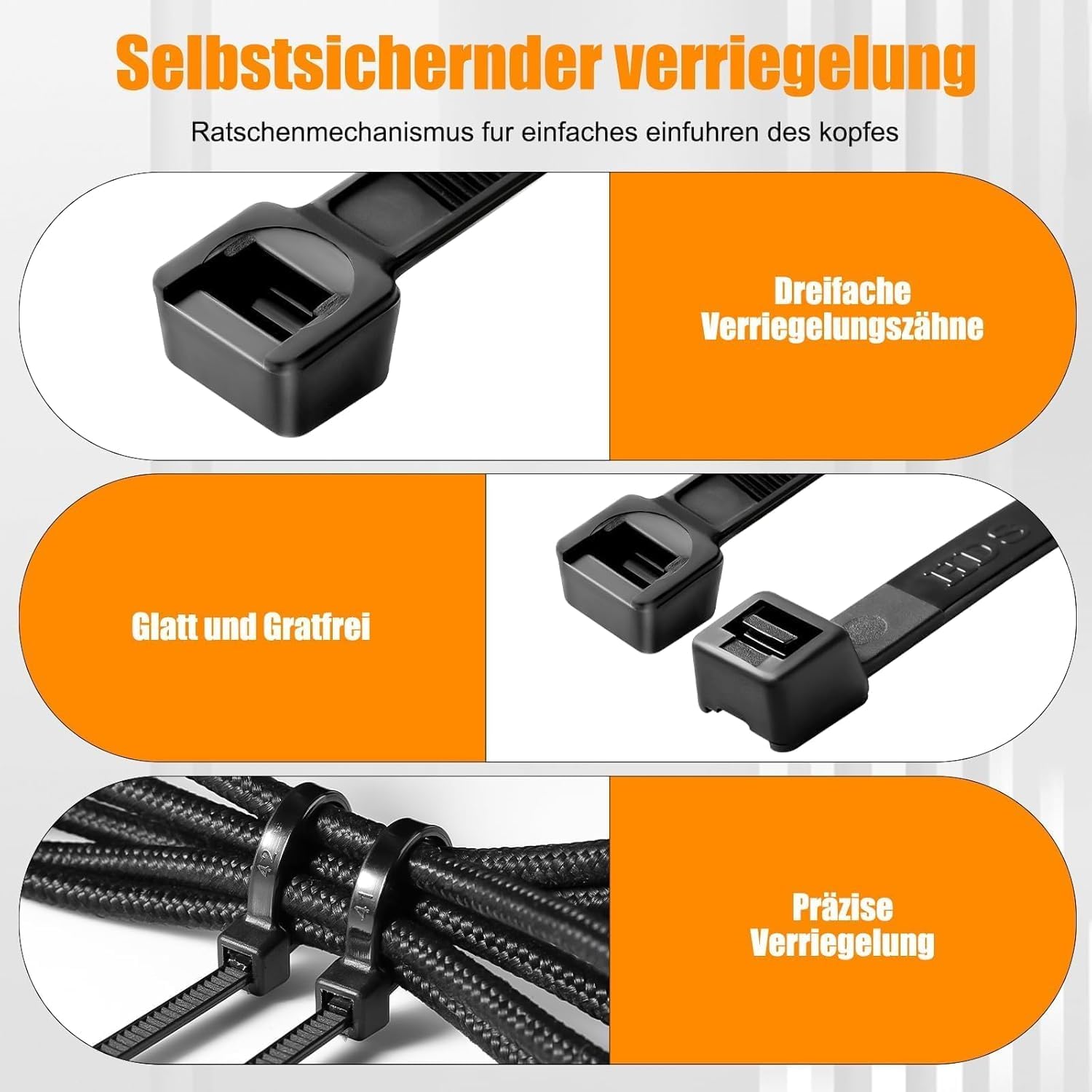 1000 Stück Kabelbinder Schwarz 100/150/200/250/300mm Und 20 Klebesockel, Kabelbinder set, UV Beständig, Hitzebeständig, Kunststoff Kabel Binder Set