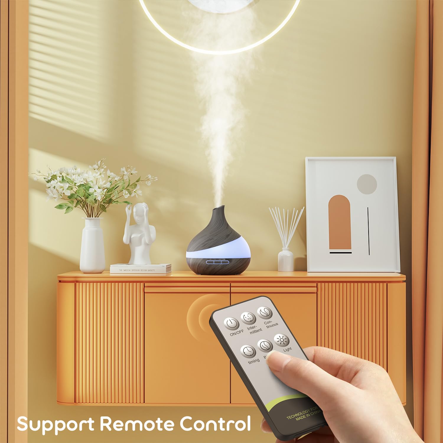 500 ml Aroma Diffusor, Upgrade Diffusor für große Räume, Aromatherapie Diffusor mit Fernbedienung, 4-Timer-Einstellungen, 14 Farben, LED, Automatische Abschaltfunktion