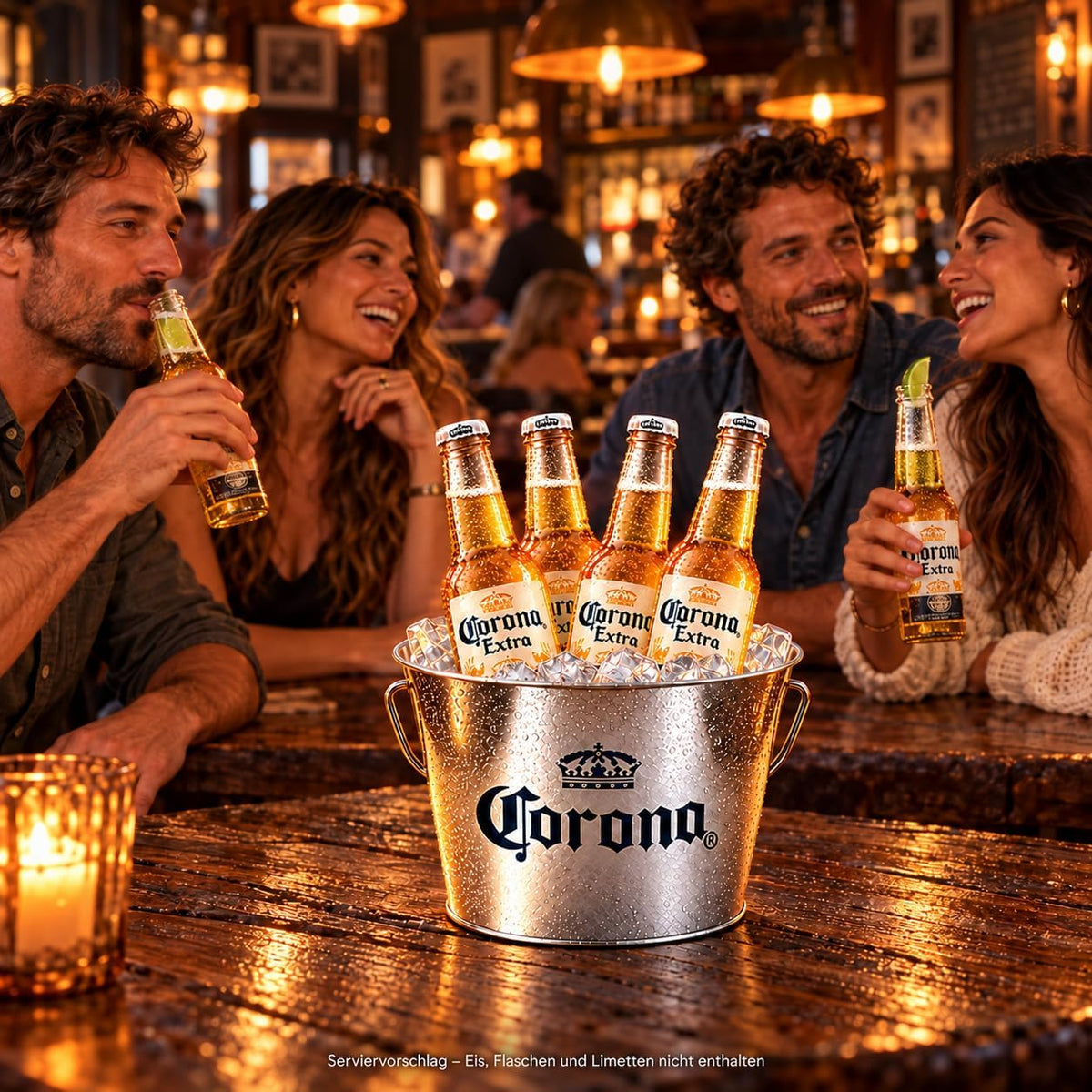 Corona Biereimer Metalleimer inklusive 5 Bierdeckel