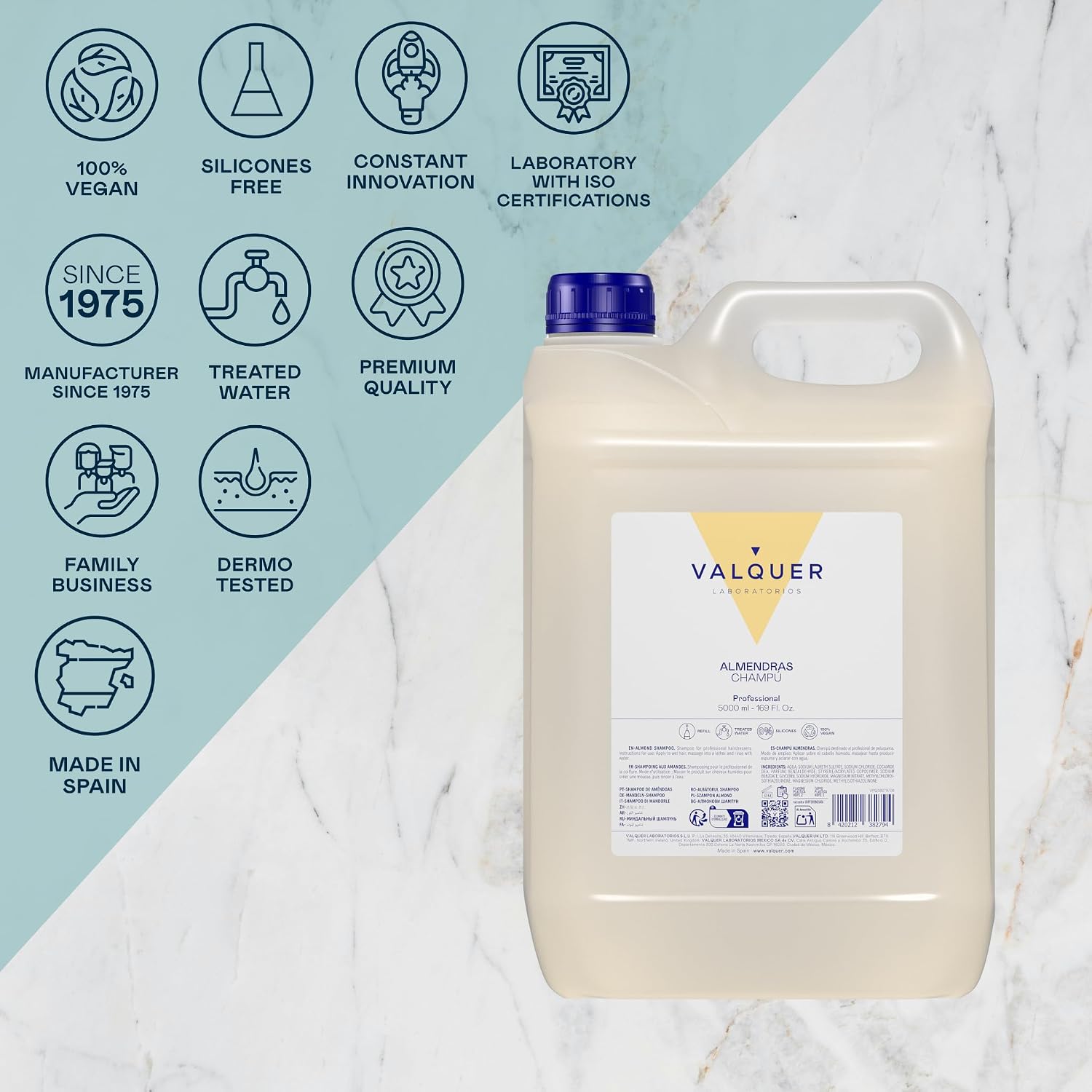 5 L Professionelle Shampoo Flasche | Stärkt und schützt das Haar | Tiefenreinigung und Geschmeidigkeit für alle Haartypen | Vegane Formel, silikonfrei