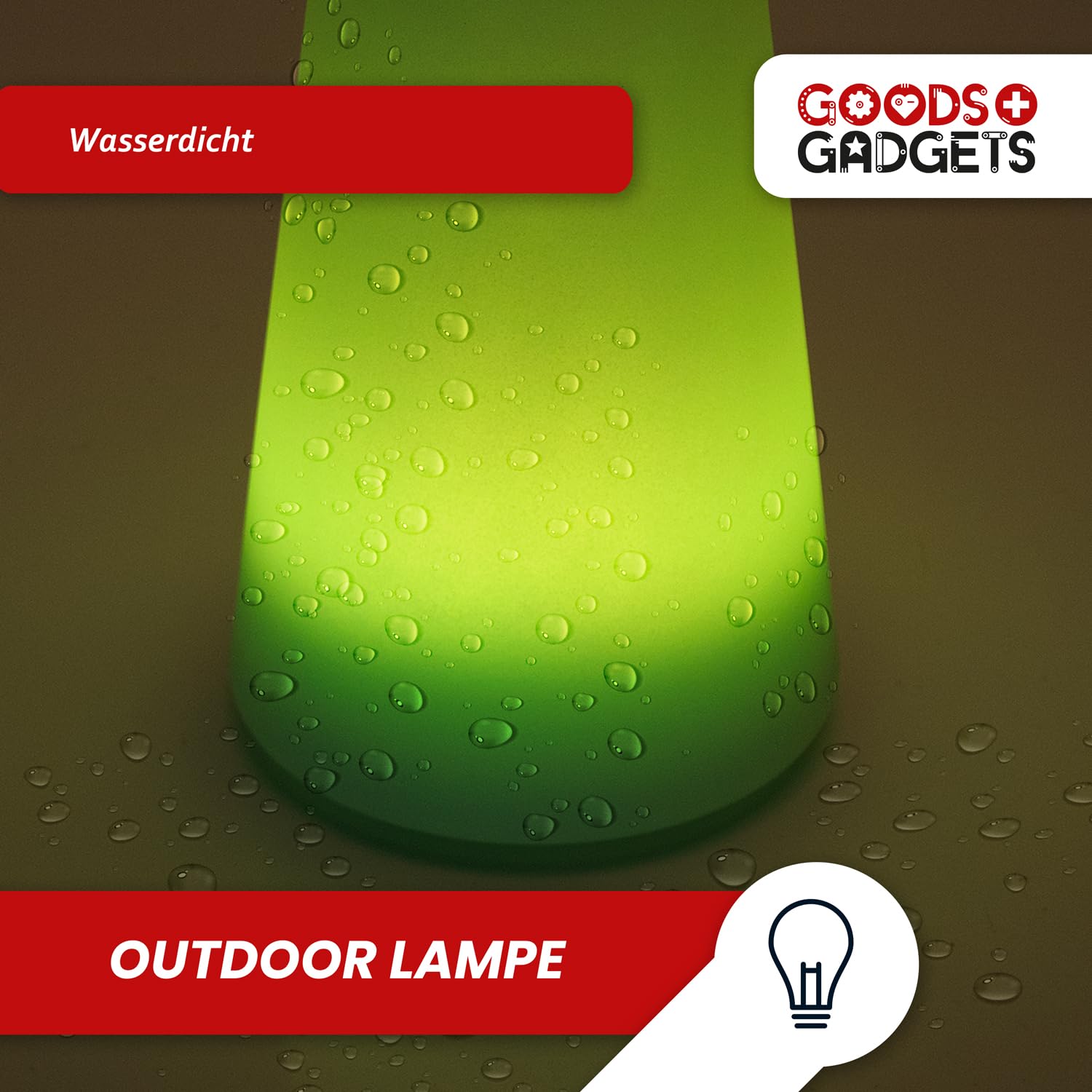 LED Tischlampe im Freien Wireless mit 1200 mAh Batterie Light USB Wiederaufladbare Wasserdichte Tischlampe im Freien mit Hängehalterung (LED-Lampe mit Aufhängen)