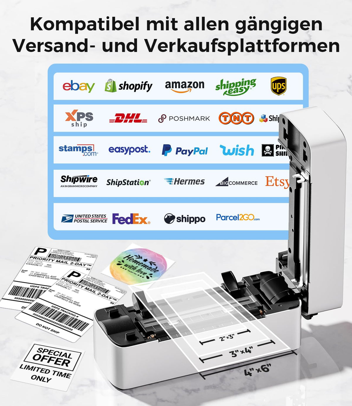 Bluetooth DHL Etikettendrucker, Label Printer - Thermodrucker
