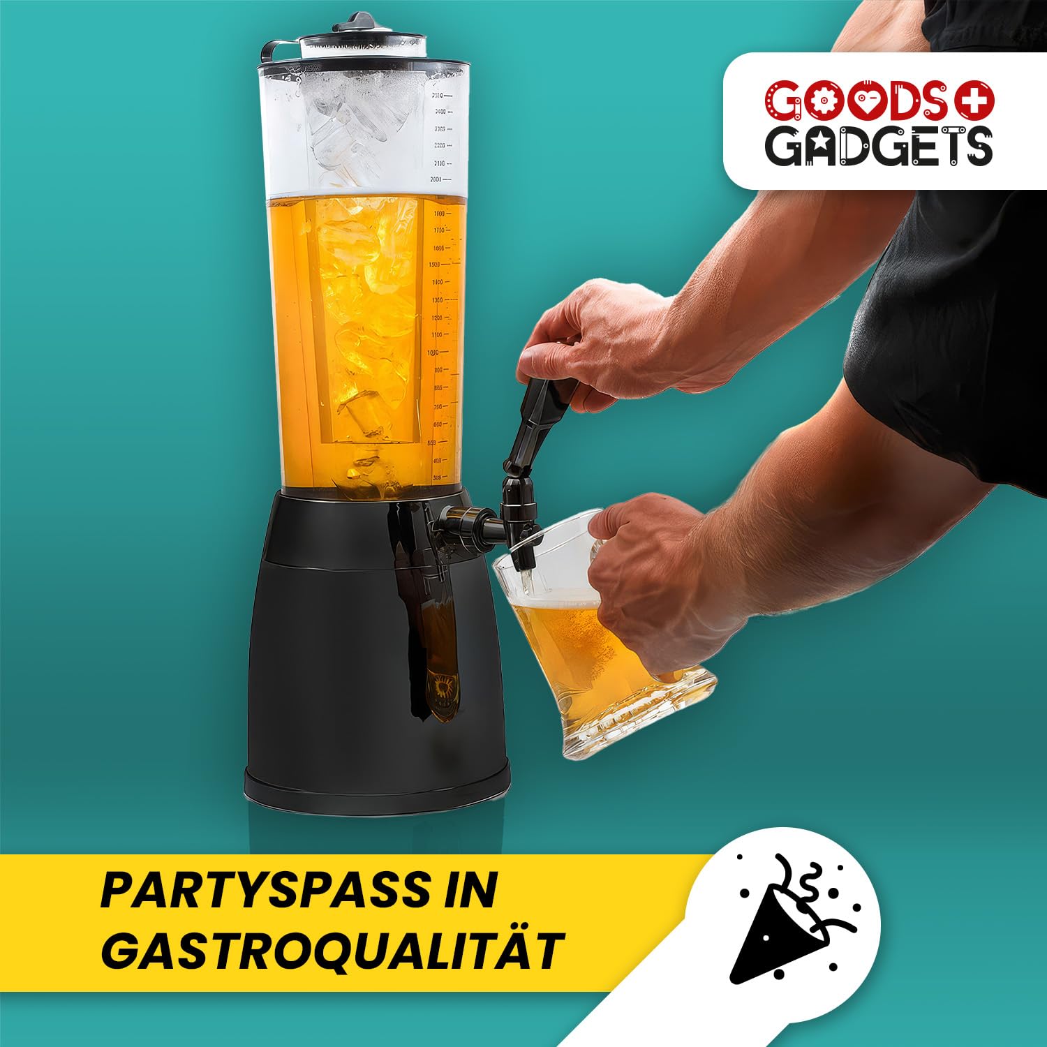 Colonne à bière 4,0 L, robinet, colonne à bières cultes, distributeur de boissons avec refroidisseur de glace 1,3 L (noir)