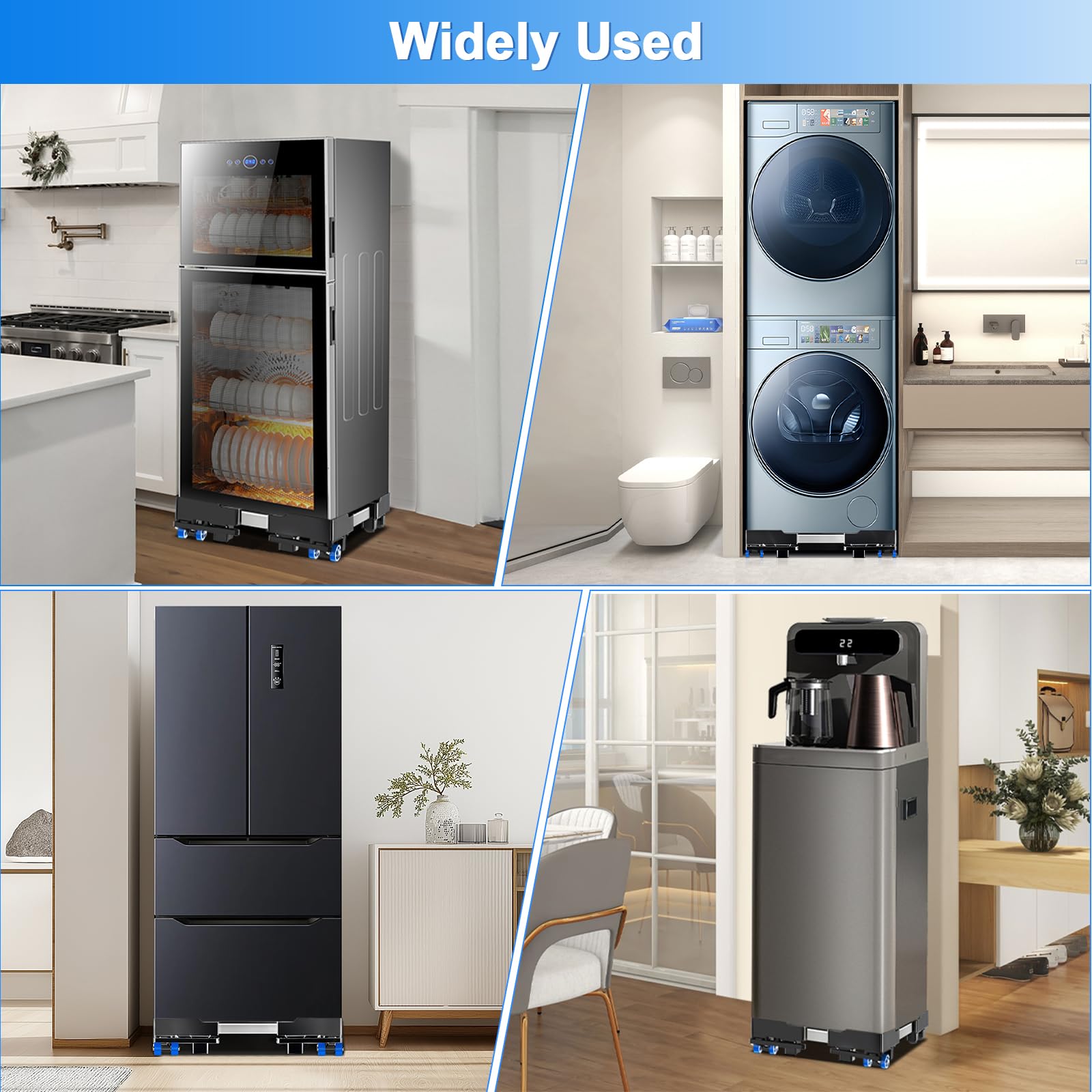 Waschmaschinen Untergestell mit 4 Füßen für Waschwaschine,Kühlschrank und Trockner,Verstellbare Waschmaschinensockel mit Rutschfester Stoßdämpfungsfunktion,(Einstellbare:42-65cm) | Verstellbare Breite 42-65cm Waschmaschinensockel mit Rutschfester St