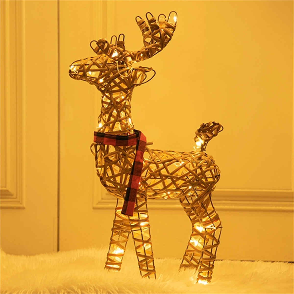 LED Rentier Metall Gold Weiß Eisen Rahmen Beleuchtet Weihnachtshirsch warm weiß Weihnachten Deko für Innen Aussen