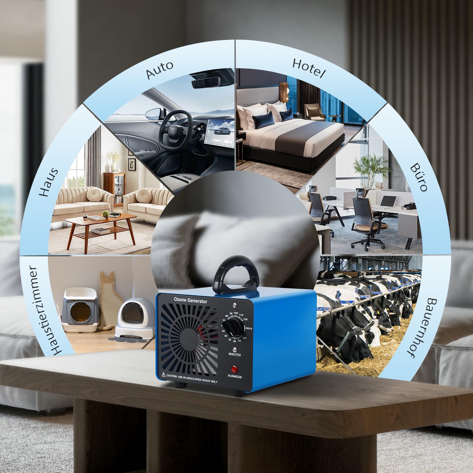 Ozongenerator - Ozon Luftreiniger Ozongerät bis zu 400㎡,120-Minuten-Timer,O3 Ozonisator für Auto Garagen Wohnung Hotels Küche und Haustiere,Reinigen Gerüche/Verschmutzung