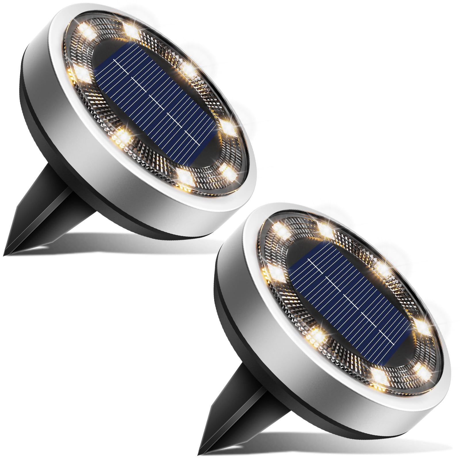 Solar Bodenleuchten Aussen, 8 LED Gartenbeleuchtung Solar Wasserdicht Boden Solarleuchten, Solarlampen für Außen Garten Rasen Auffahrt Gehweg