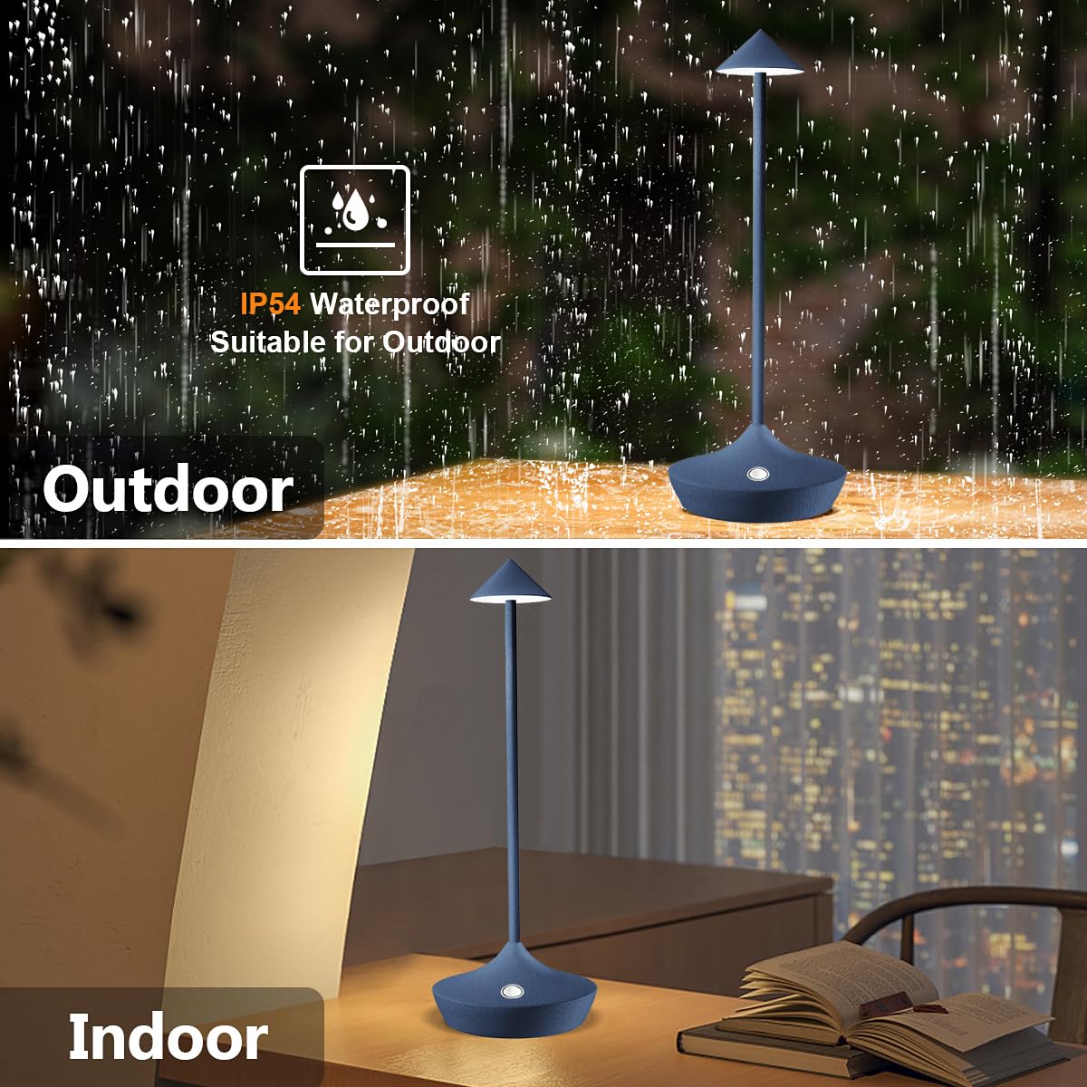 LED-Batterie Tischlampe Drahtloses , modernem Aluminium Dimmable Wireless Tischlampe 6000 mAh, wasserdicht, Tischlampen wiederaufladbar für Innen-Aussentisch Tisch Restaurant