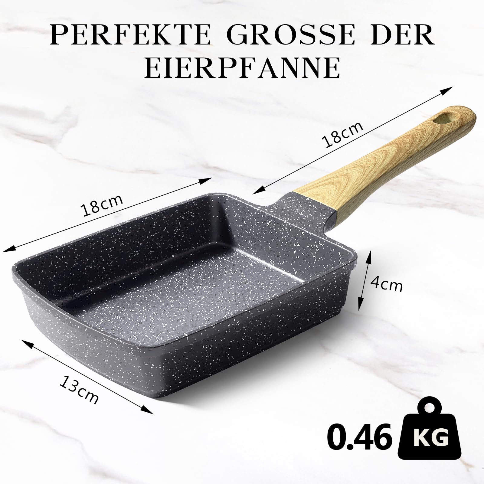 Spiegeleipfanne, 3-Loch Omlettenpfanne, Granit-Antihaftbeschichtung, PFOS/PFOA-Frei Eierpfanne für Gebratenes Frühstück/Eier/Wurst/Speck, Weiß