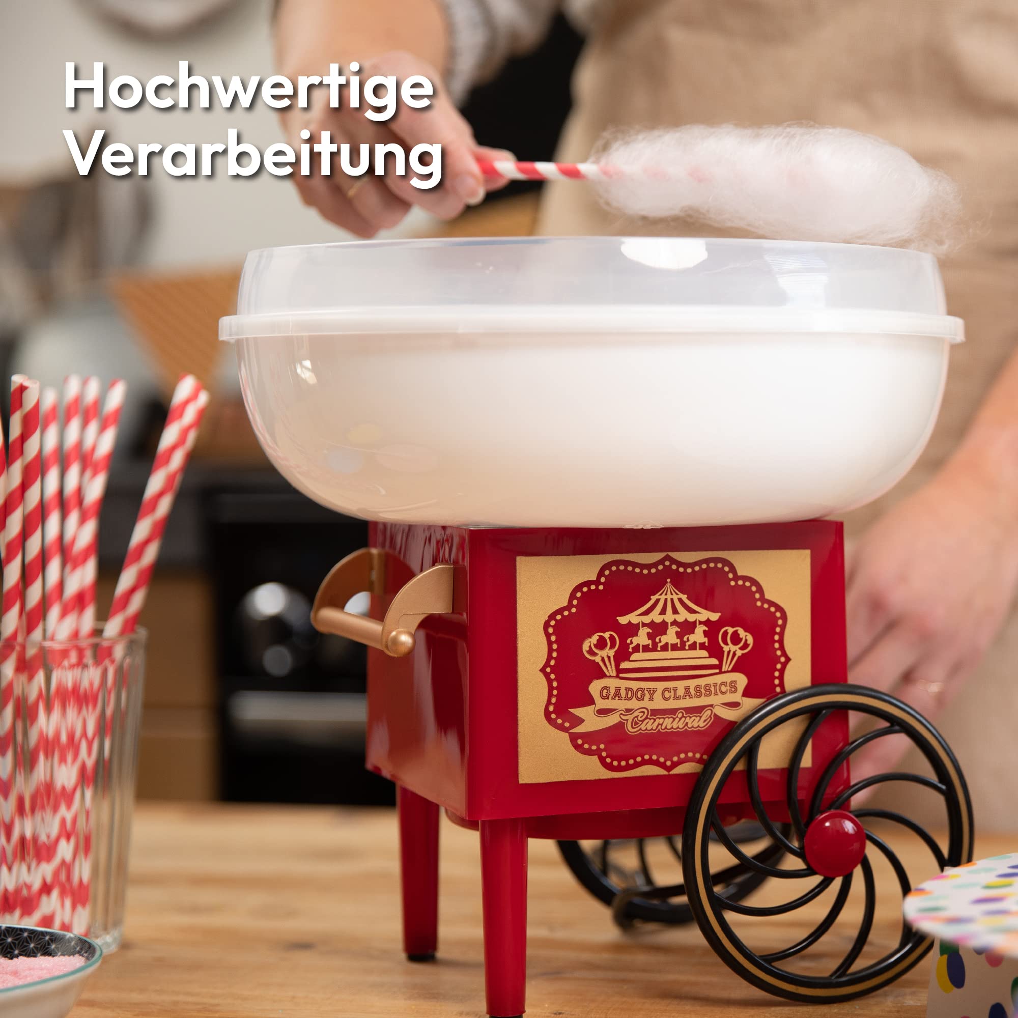 Zuckerwattemaschine für zuhause - Zuckerwatte Maschine für Zucker oder Bonbons - Cotton Candy Machine - Zuckerwatte für Kinderfest, Geburtstag und Party - Rosa