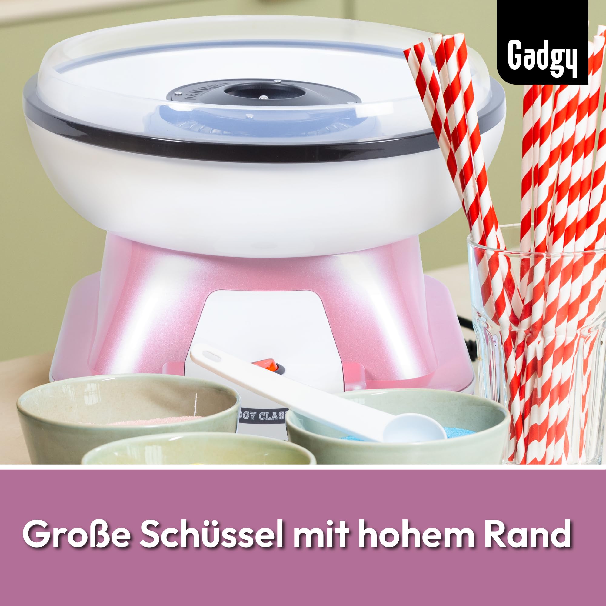Zuckerwattemaschine für zuhause - Zuckerwatte Maschine für Zucker oder Bonbons - Cotton Candy Machine - Zuckerwatte für Kinderfest, Geburtstag und Party - Rosa