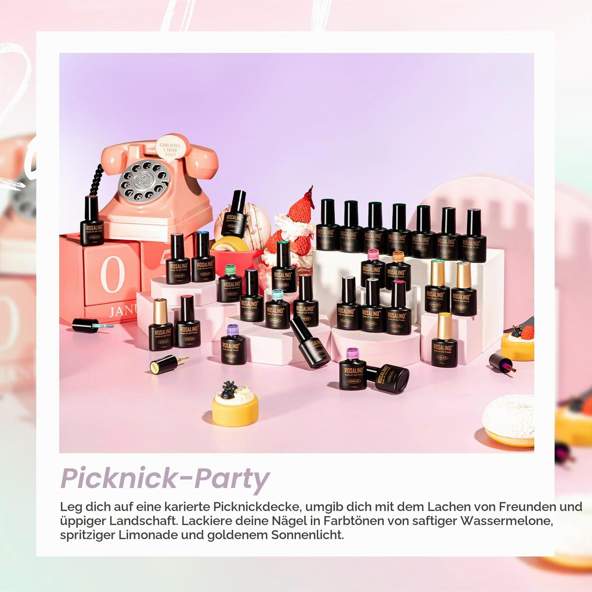 UV Nagellack Set Weiß Rosa Violett Rot Grün Blau Gel