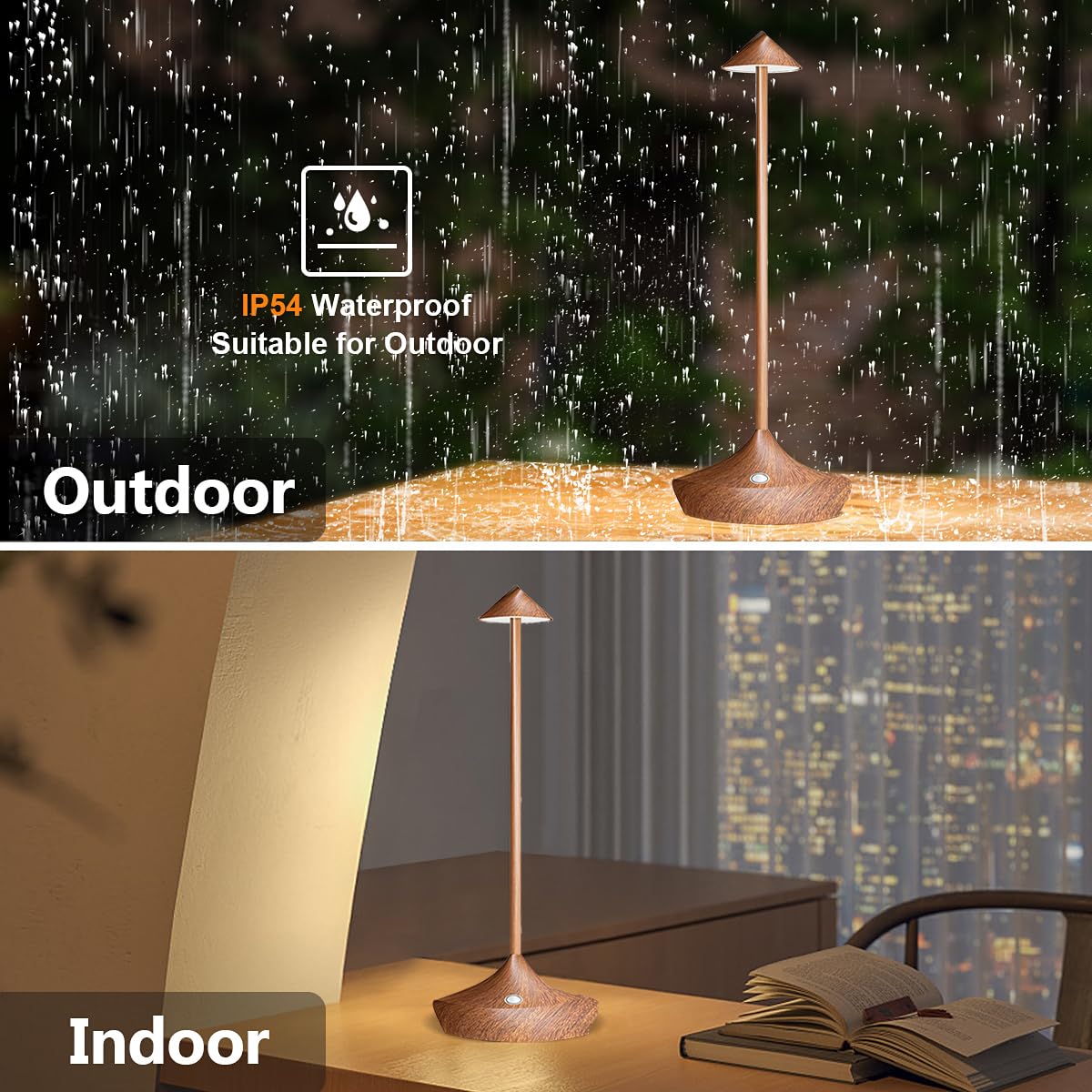 LED-Batterie Tischlampe Drahtloses , modernem Aluminium Dimmable Wireless Tischlampe 6000 mAh, wasserdicht, Tischlampen wiederaufladbar für Innen-Aussentisch Tisch Restaurant