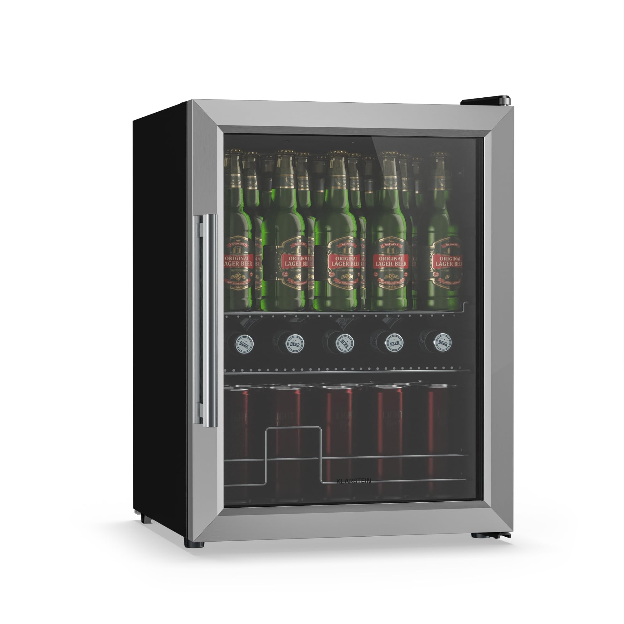 Beersafe Getränkekühlschrank 60 L – Mini Kühlschrank mit Glastür, Kupfer | LED-Beleuchtung, herausnehmbare Metallablagen, leise, Flaschenkühlschrank für Getränke & Dosen