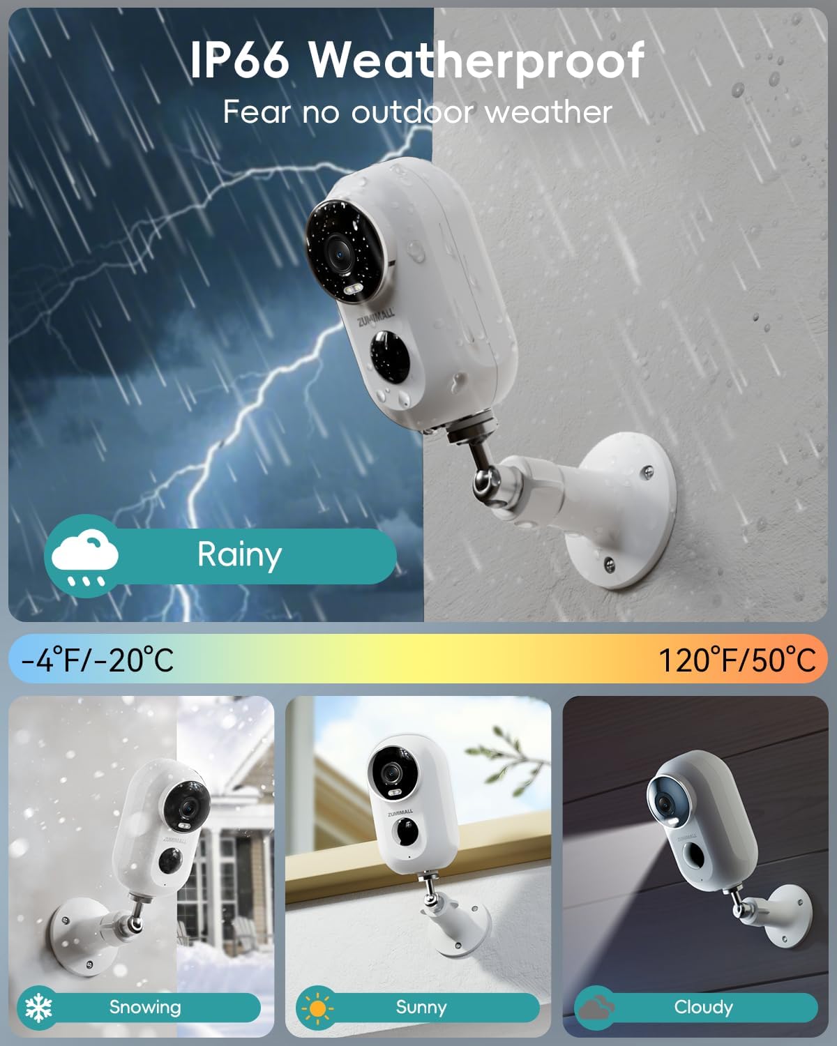 Überwachungskamera Aussen Akku, 2K Kabellose Outdoor WLAN IP Kamera mit PIR Bewegungsmelder, IR Nachtsicht, IP66 Wasserdich, 2-Wege Audio, Cloud/SD Storage, Sirenenalarm