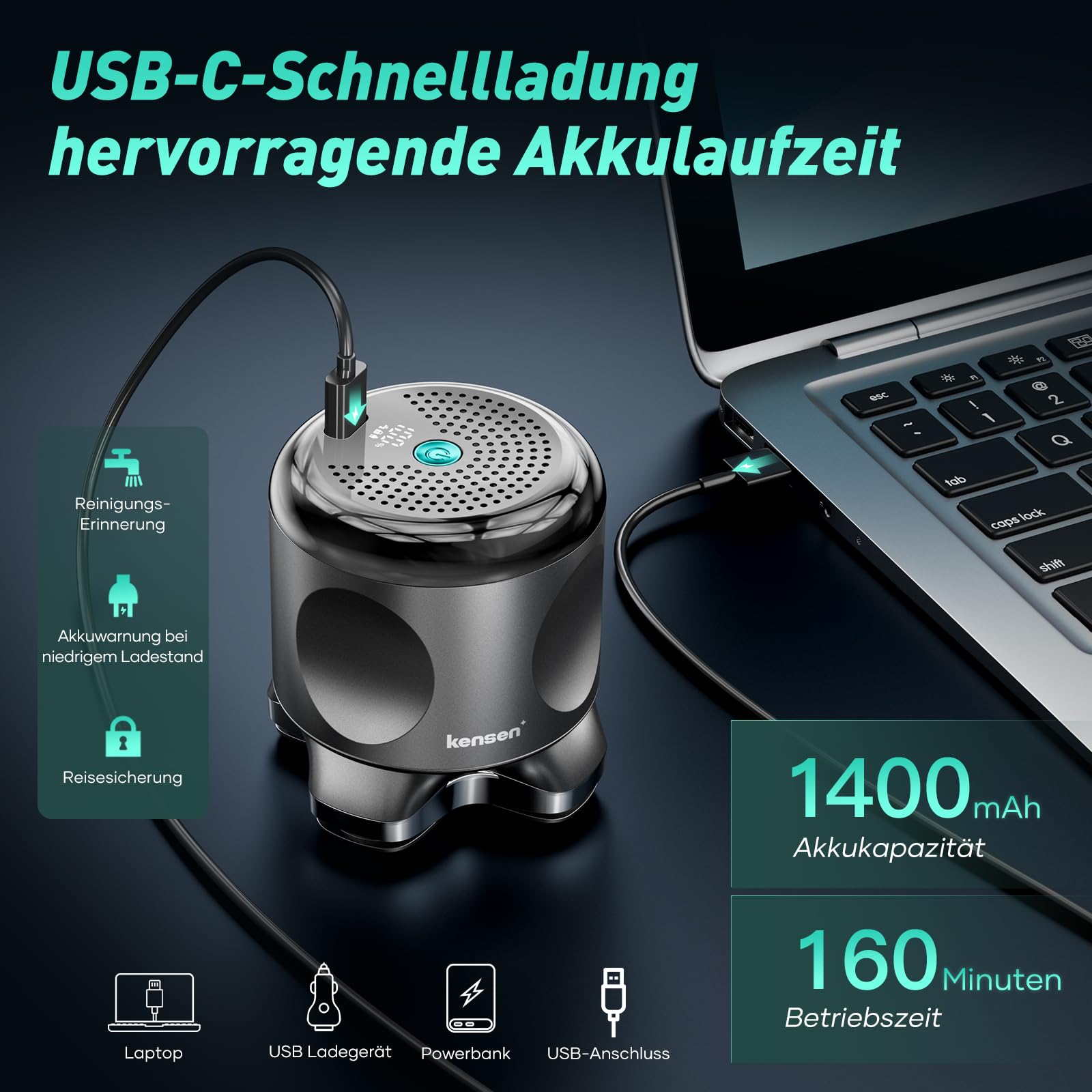 Glatzen Rasierer Herren, kensen Kopfrasierer Glatze Wasserdicht Head Shaver 5D Beweglicher Kopf Rasierer Herren Magnetischer Glatzenschneider Trocken-Und Nassrasur Bald Shaver Typ-C-Anschluss