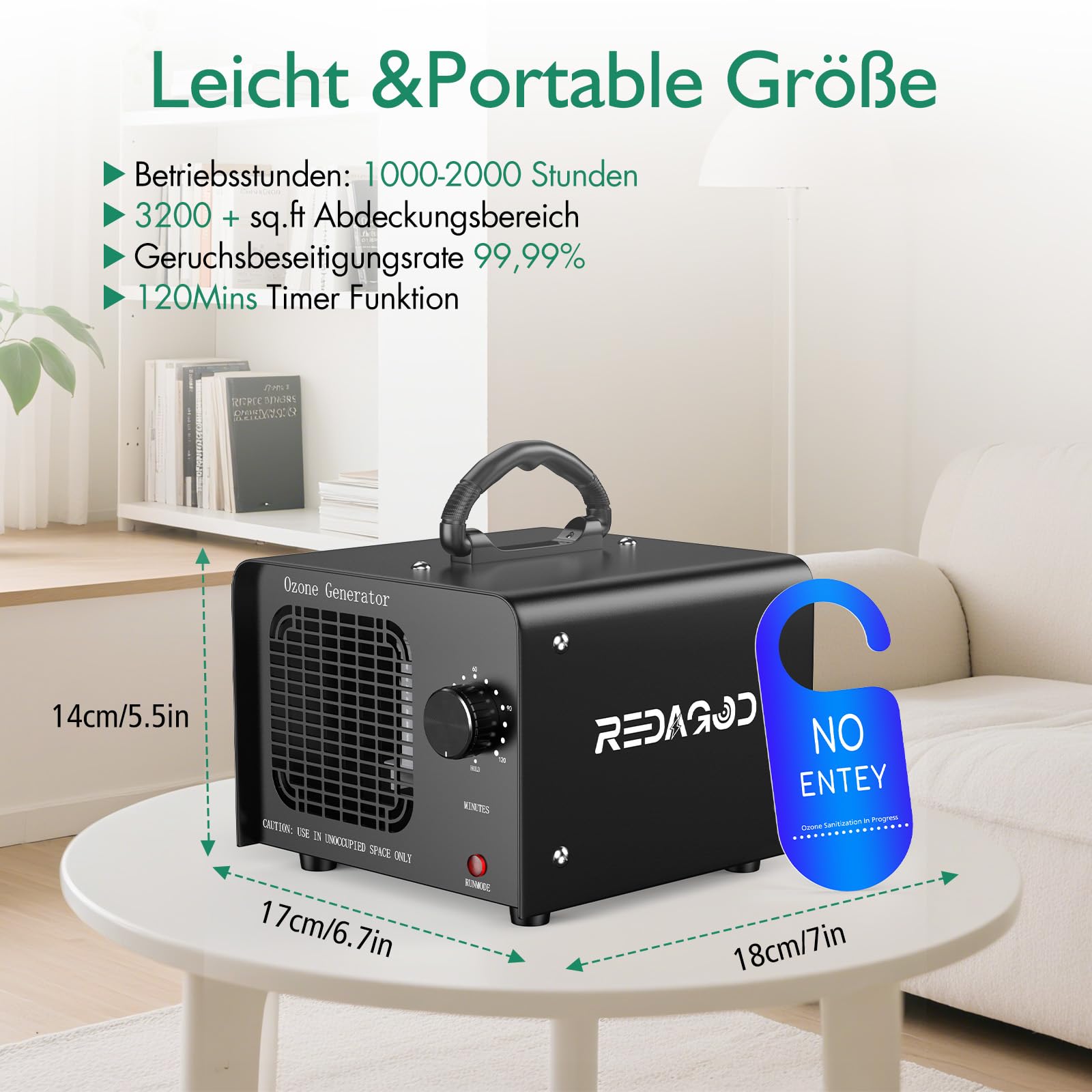 Ozongenerator 48000 mg/h Ozongerät, Redagod Ozoniser Industrie mit 120 Min Timer O3 Ozon Luftreiniger bis 300 m2 Geruchsneutralisator für Auto Hotel Küche Garage Home Eisen Haustiergerüche
