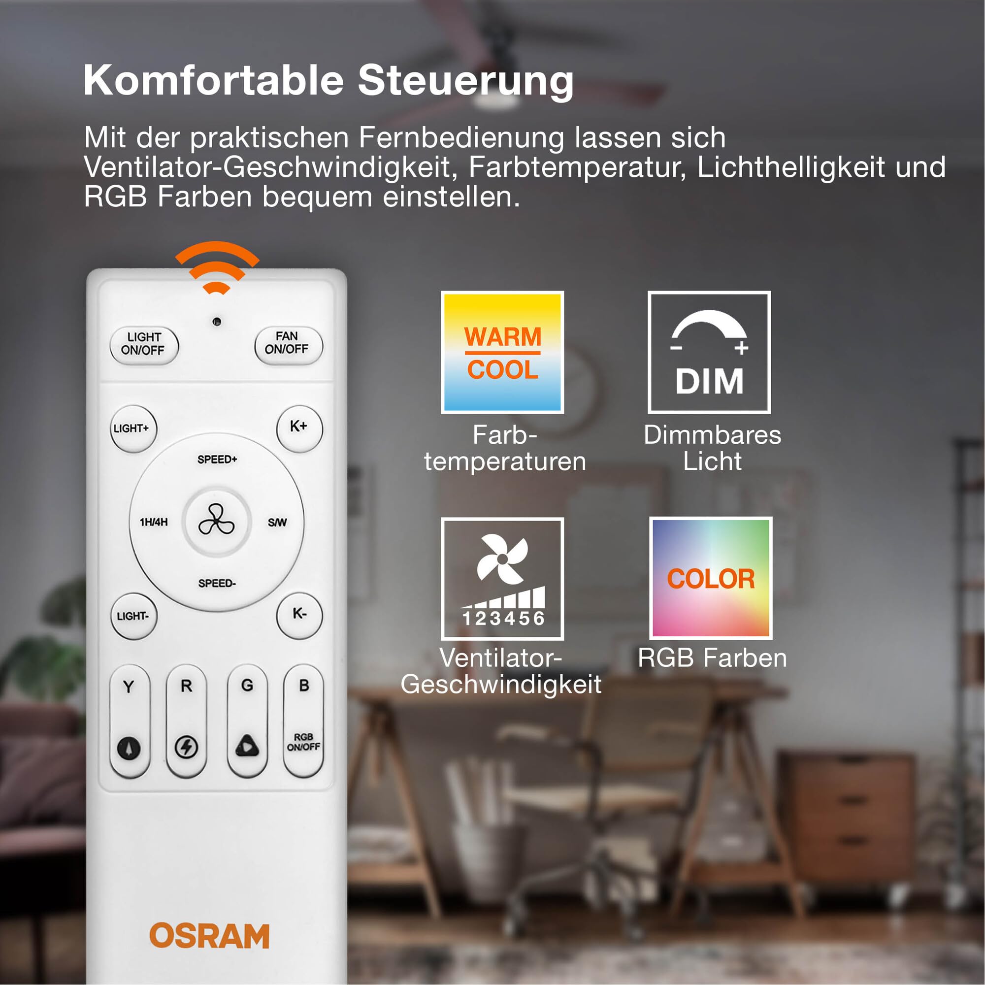 LED-Deckenventilator Caju, 48W, CCT, Holzoptik, IP20, für den Innenbereich, 6 Geschwindigkeitsstufen, steuerbar per Fernbedienung,