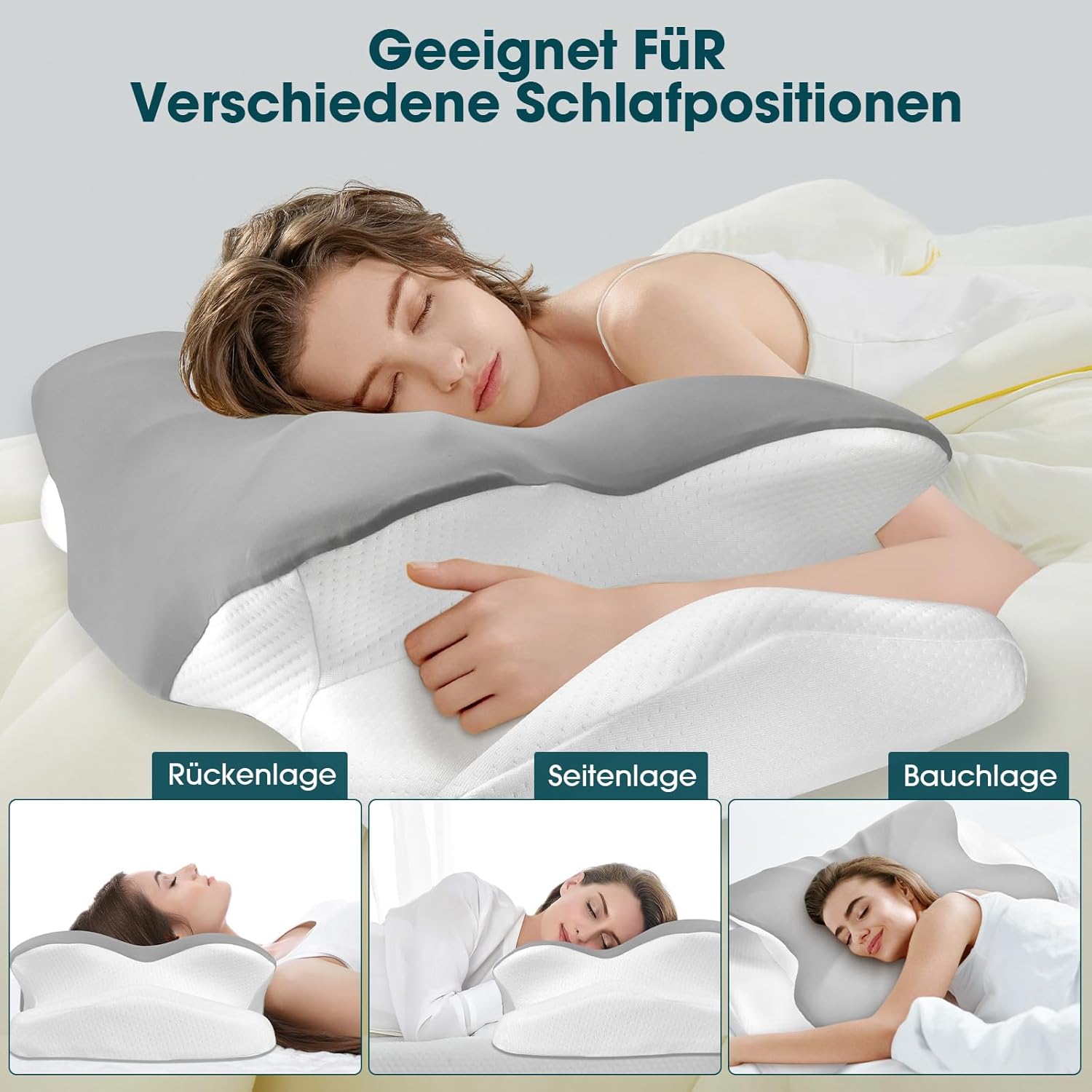 Nackenkissen Kopfkissen, Anti Schnarch Kissen, Memory Foam Kissen Ergonomisches, Nackenstützkissen Orthopädisches, Nackenkissen Seitenschläfer für Seiten, Rücken & Bauchschläfer