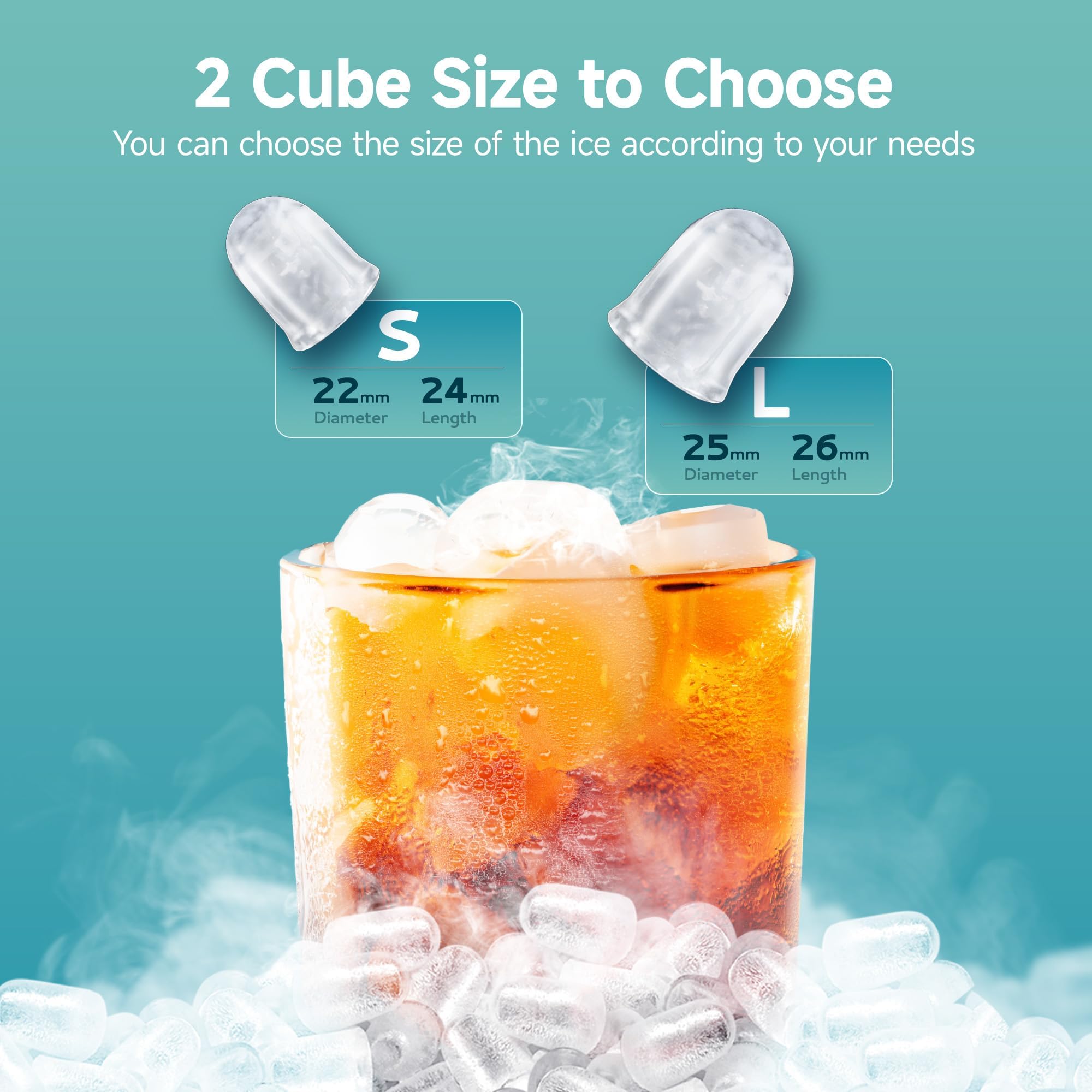 Eiswürfelmaschine Klein, 9 Eiswürfel in 6 Minuten, 12 kg/24H, Eiswürfelmaschine Edelstahl mit Tragbarem Griff, Selbstreinigender Kompakter Eiswürfelmaschinen für Zuhause/Küche/Büro/Bar