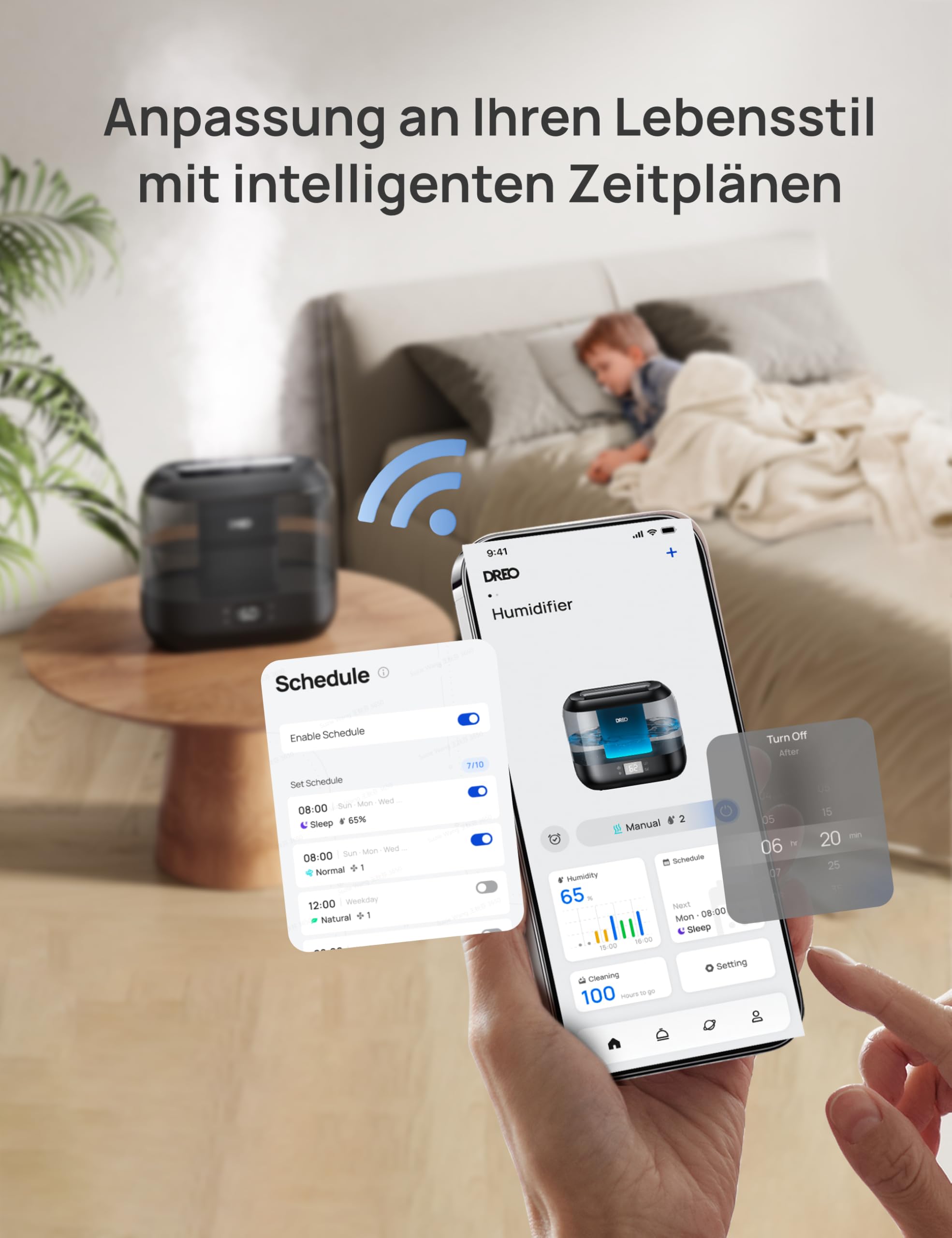 Smart Luftbefeuchter für Schlafzimmer, oben befüllbarer 4L Supergroßer Kühler Nebel Humidifier mit Öl Diffusor und Nachtlicht, 36 Stunden Laufzeit, leiser Ultraschall Luftbefeuchter Zuhause