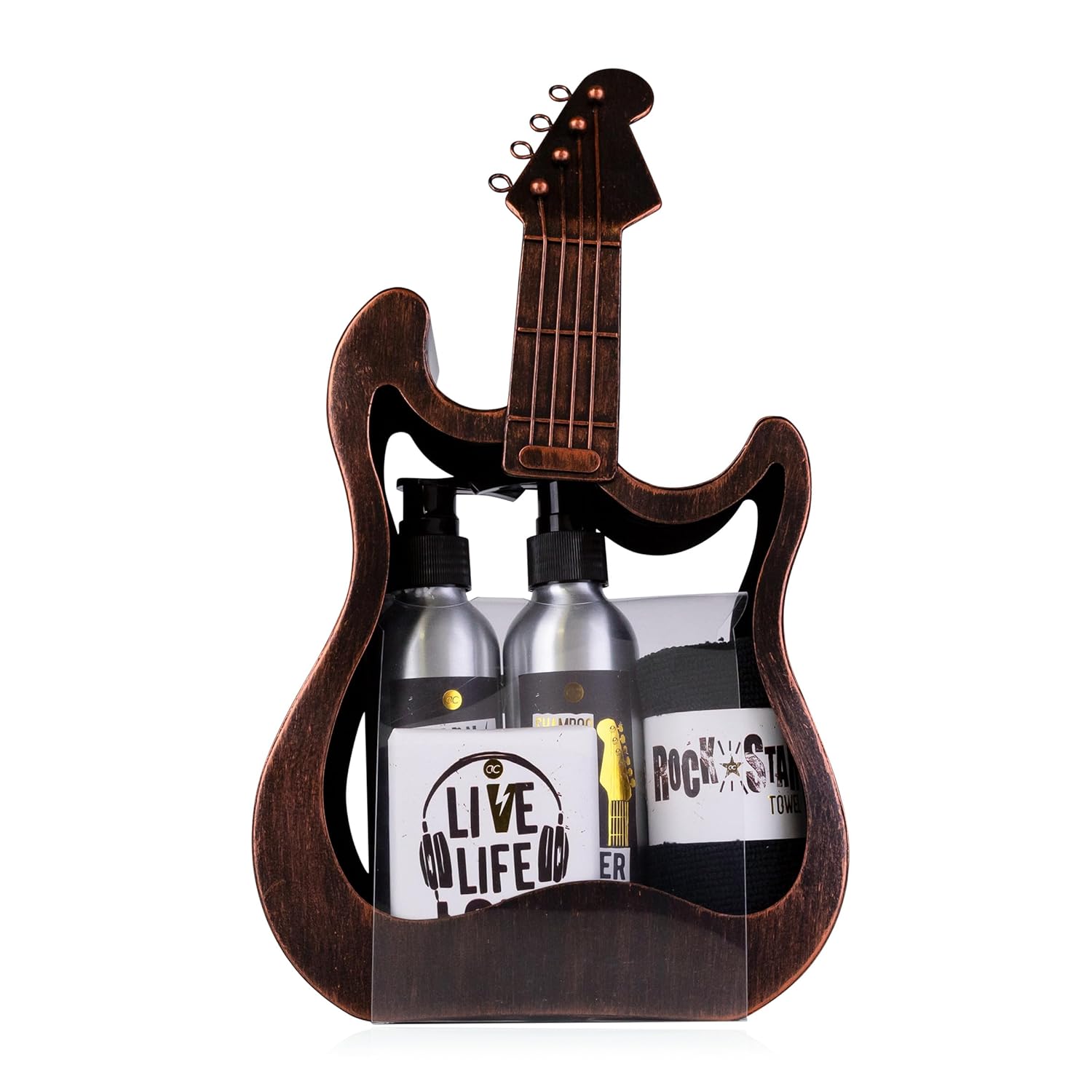 Geschenkset in Metallgitarre, inklusive Duschgel, Body Lotion, Seife und kleinem Handtuch - Ungewöhnliches Geschenkset für besondere Anlässe wie Muttertag, Vatertag, Geburtstag oder Ostern / NEU & OVP!