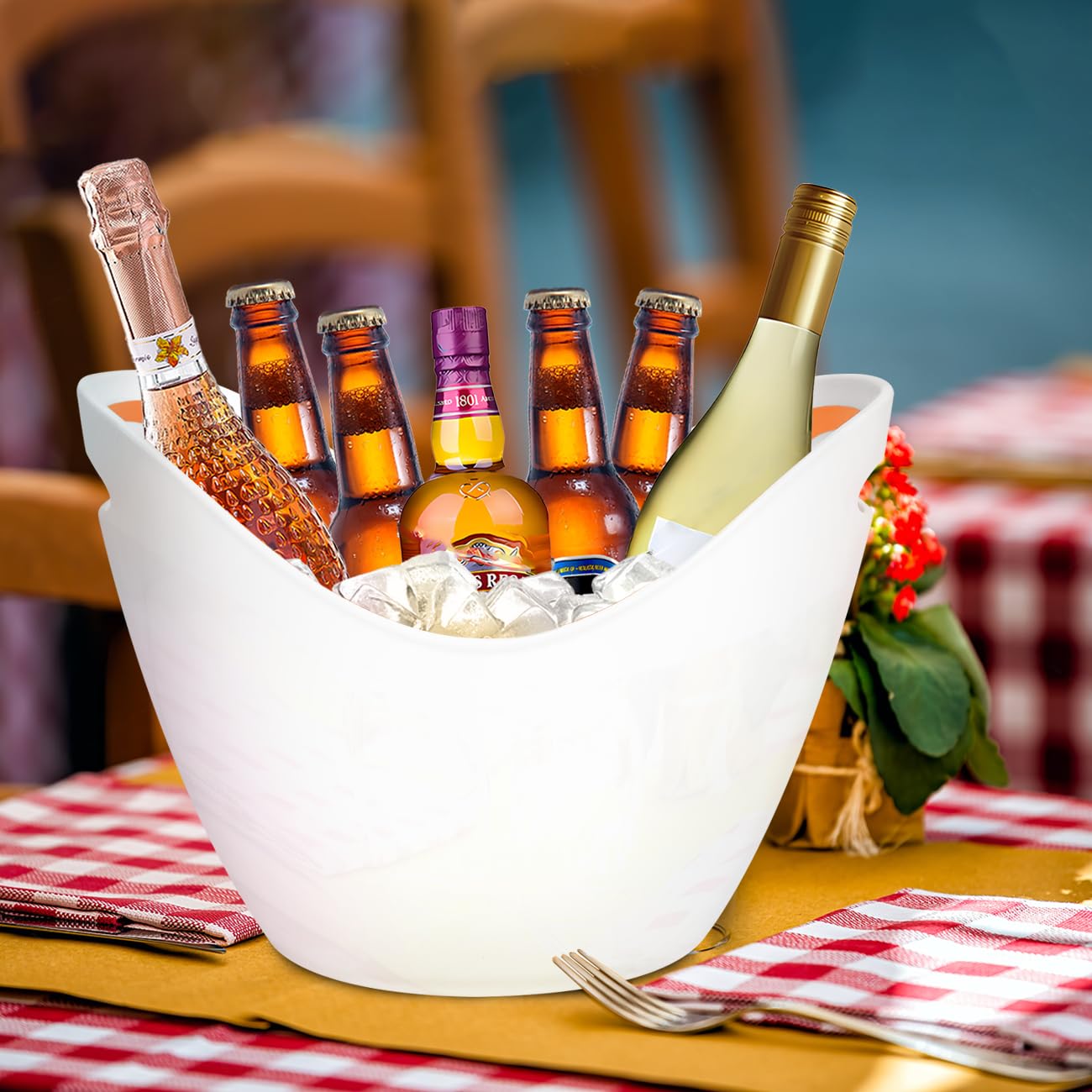 8L Eiseimer, Champagnereimer, Eiseimer, Weinkühler, Champagnerkühler, großer Eiseimer, Küchenobst und Gemüselagerbehälter (Clear)