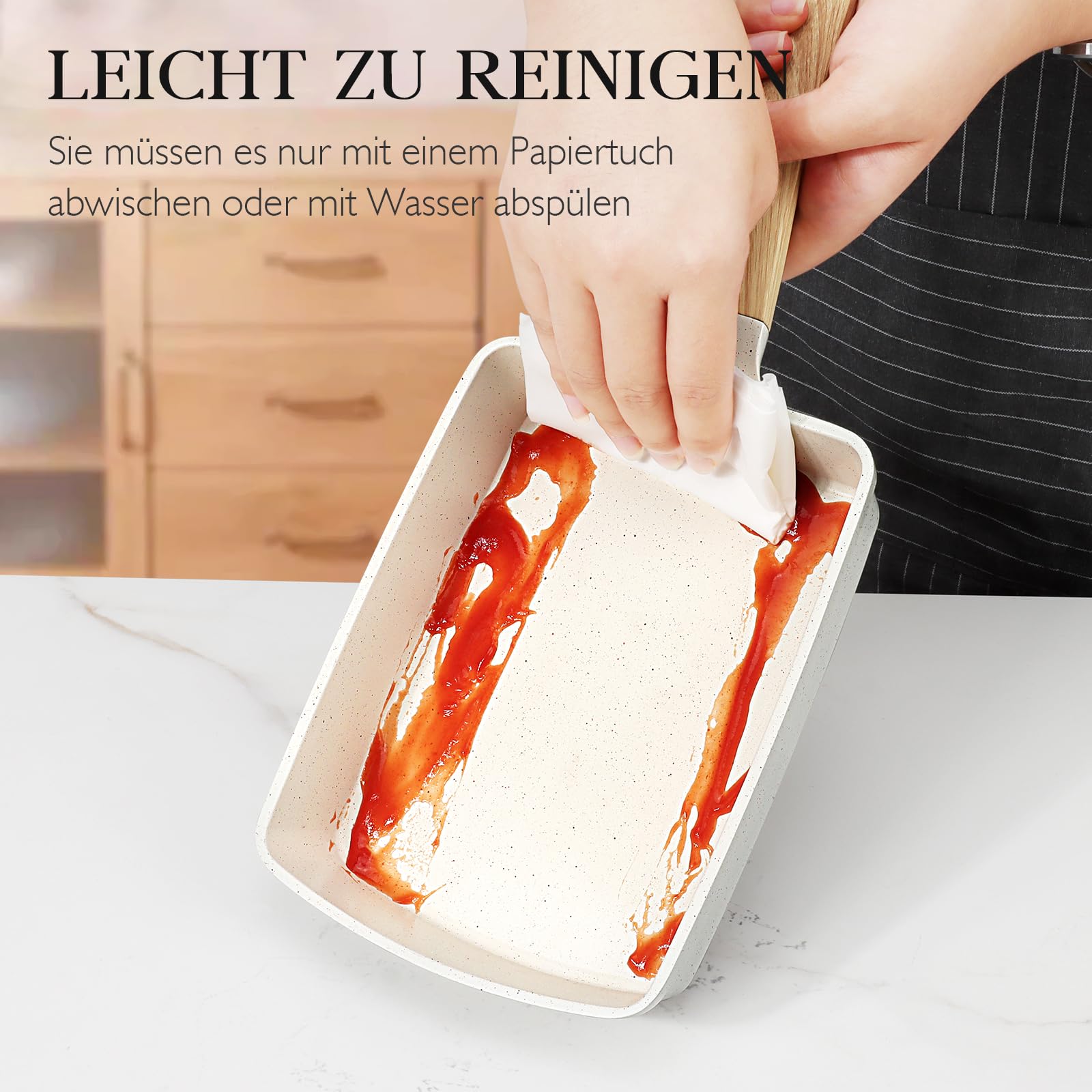 Spiegeleipfanne, 3-Loch Omlettenpfanne, Granit-Antihaftbeschichtung, PFOS/PFOA-Frei Eierpfanne für Gebratenes Frühstück/Eier/Wurst/Speck, Weiß