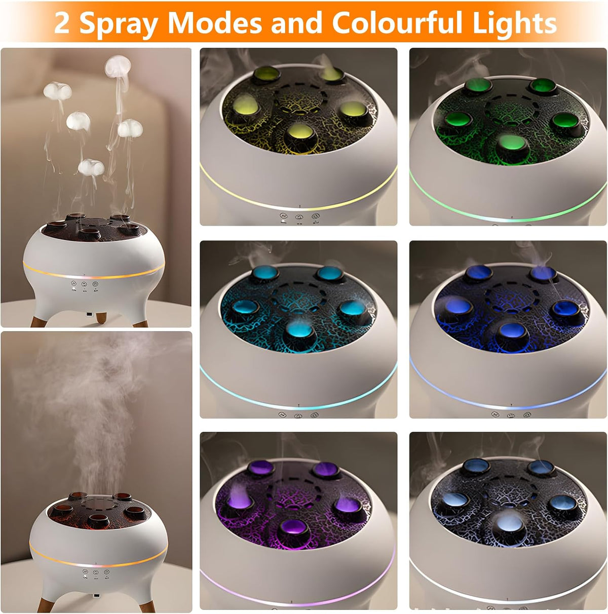 Flammen Aroma Diffuser, 250mL Luftbefeuchter Schlafzimmer, 2 Spray Muster DuftöL Diffuser,Air Diffuser Humidifier mit 7 Farben LED-Licht & Timing-Funktion